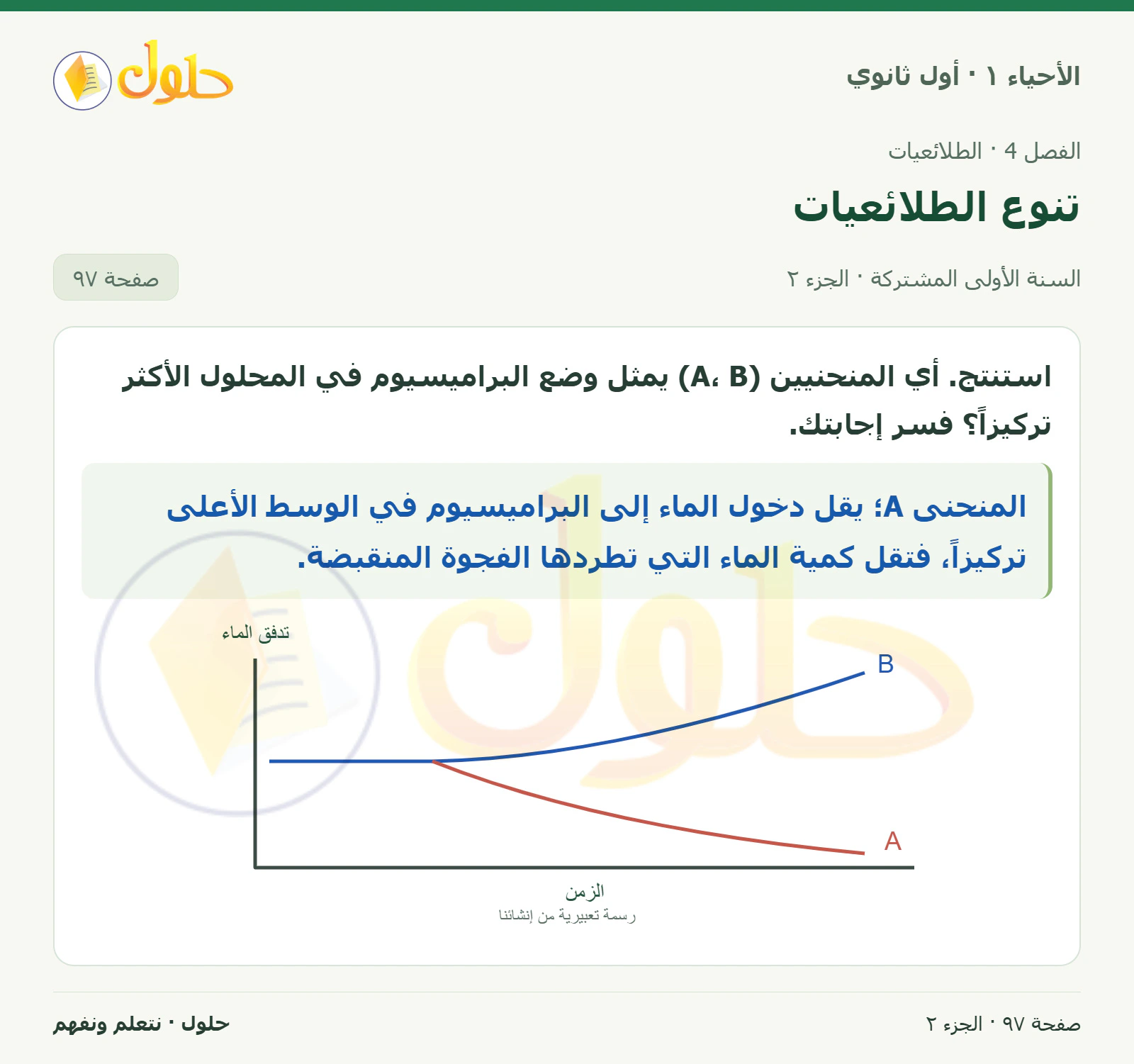 تنوع الطلائعيات في كتاب الأحياء ١ للصف الأول الثانوي صفحة ٩٧، الجزء ٢ من ٢