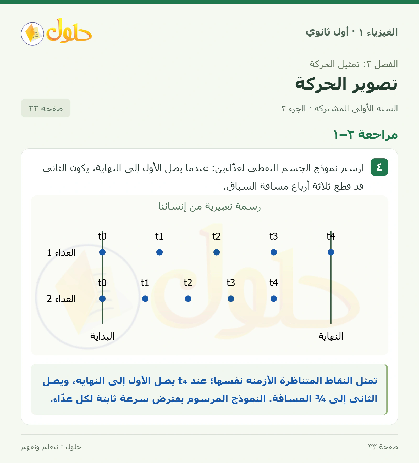مراجعة ٢–١ في كتاب الفيزياء ١ للصف الأول الثانوي صفحة ٣٣ الجزء ٣