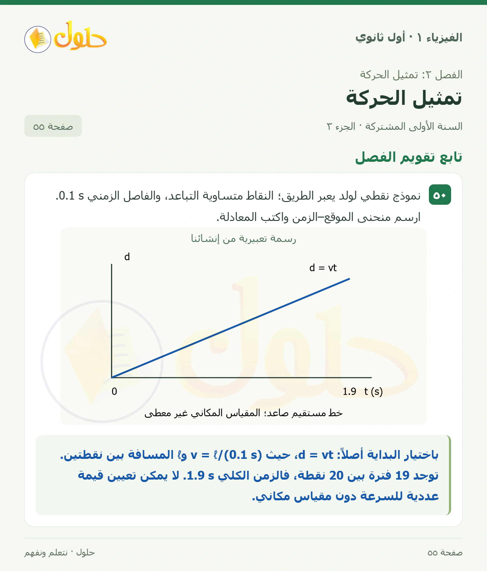 تابع تقويم الفصل في كتاب الفيزياء ١ للصف الأول الثانوي صفحة ٥٥ الجزء ٣