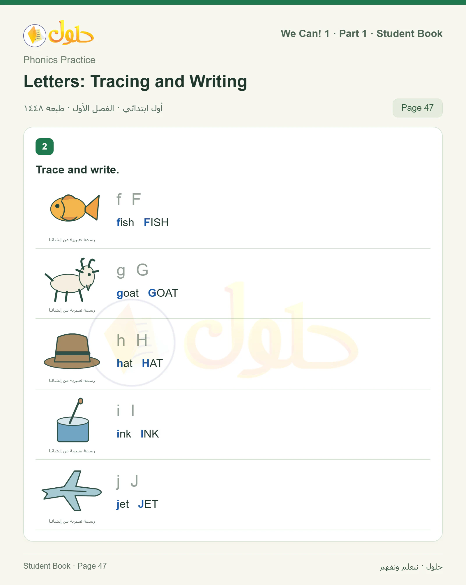 حل اللغة الإنجليزية للصف الأول الابتدائي كتاب الطالب صفحة 47