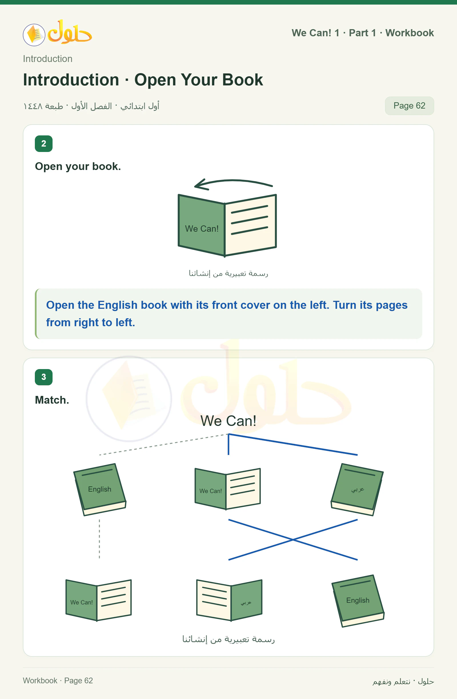 حل اللغة الإنجليزية للصف الأول الابتدائي كتاب النشاط صفحة 62