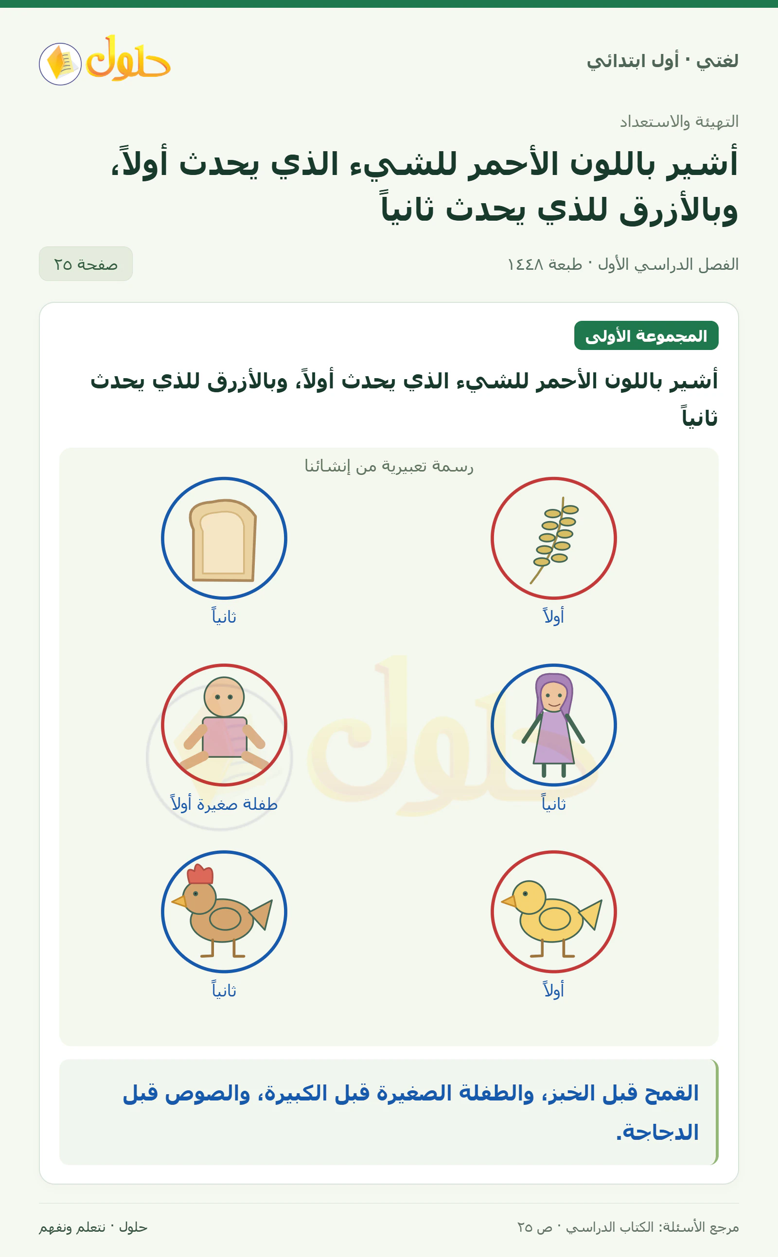 حل لغتي للصف الأول الابتدائي صفحة 25
