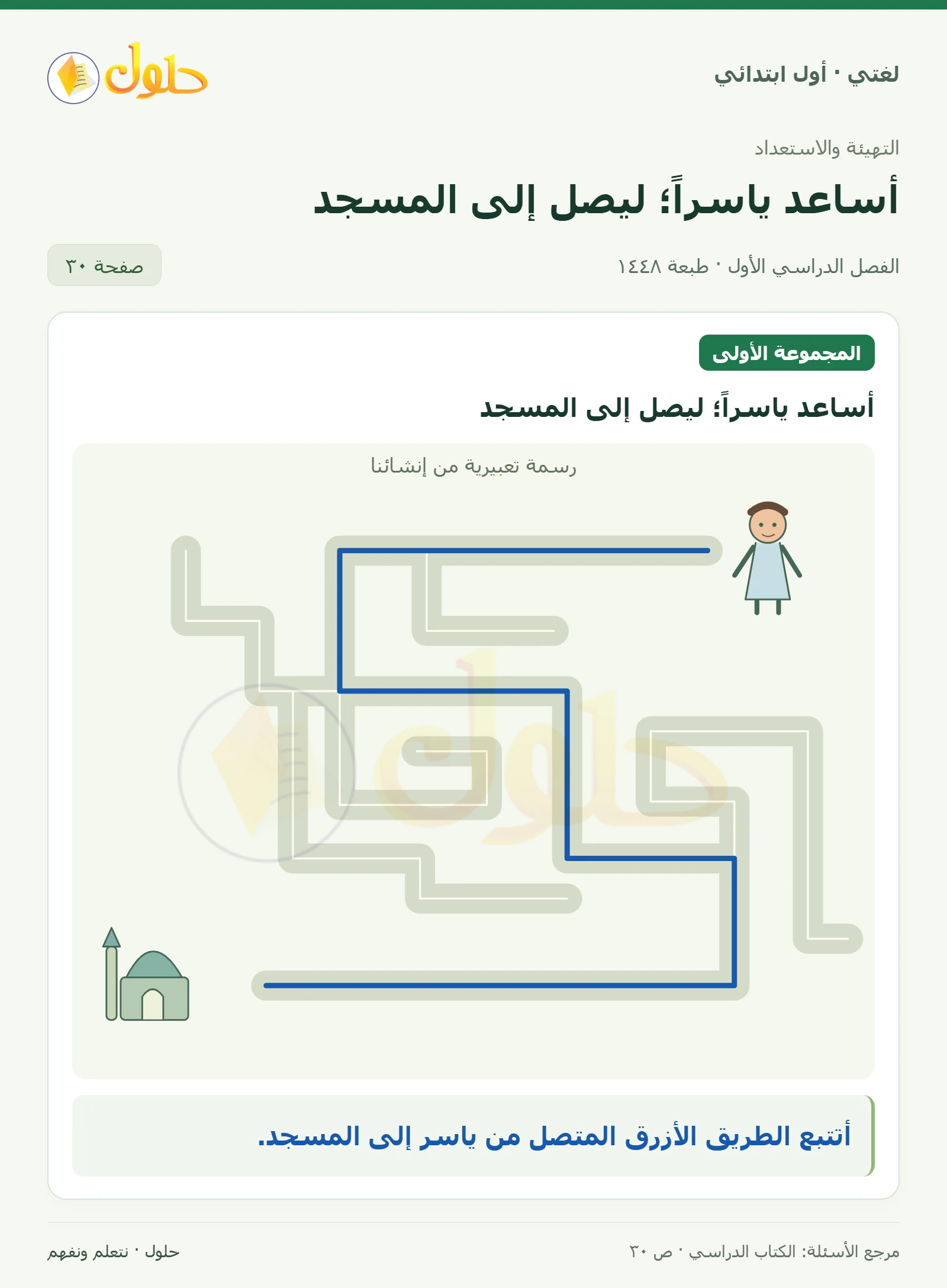 حل لغتي للصف الأول الابتدائي صفحة 30