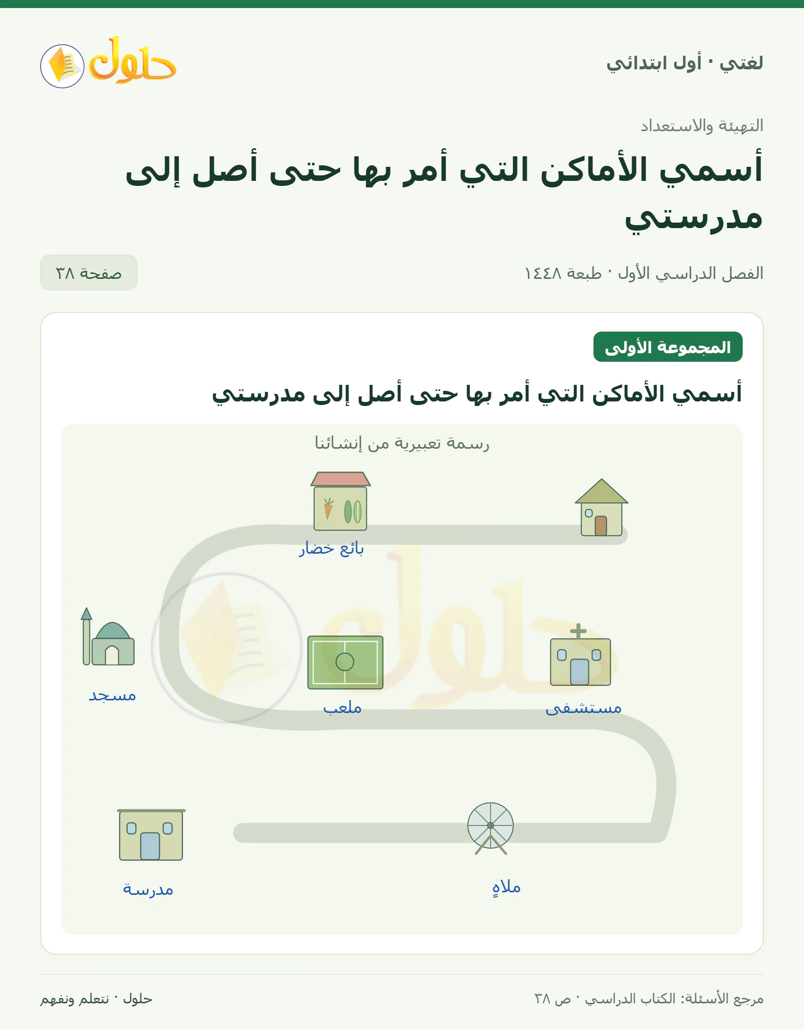 حل لغتي للصف الأول الابتدائي صفحة 38