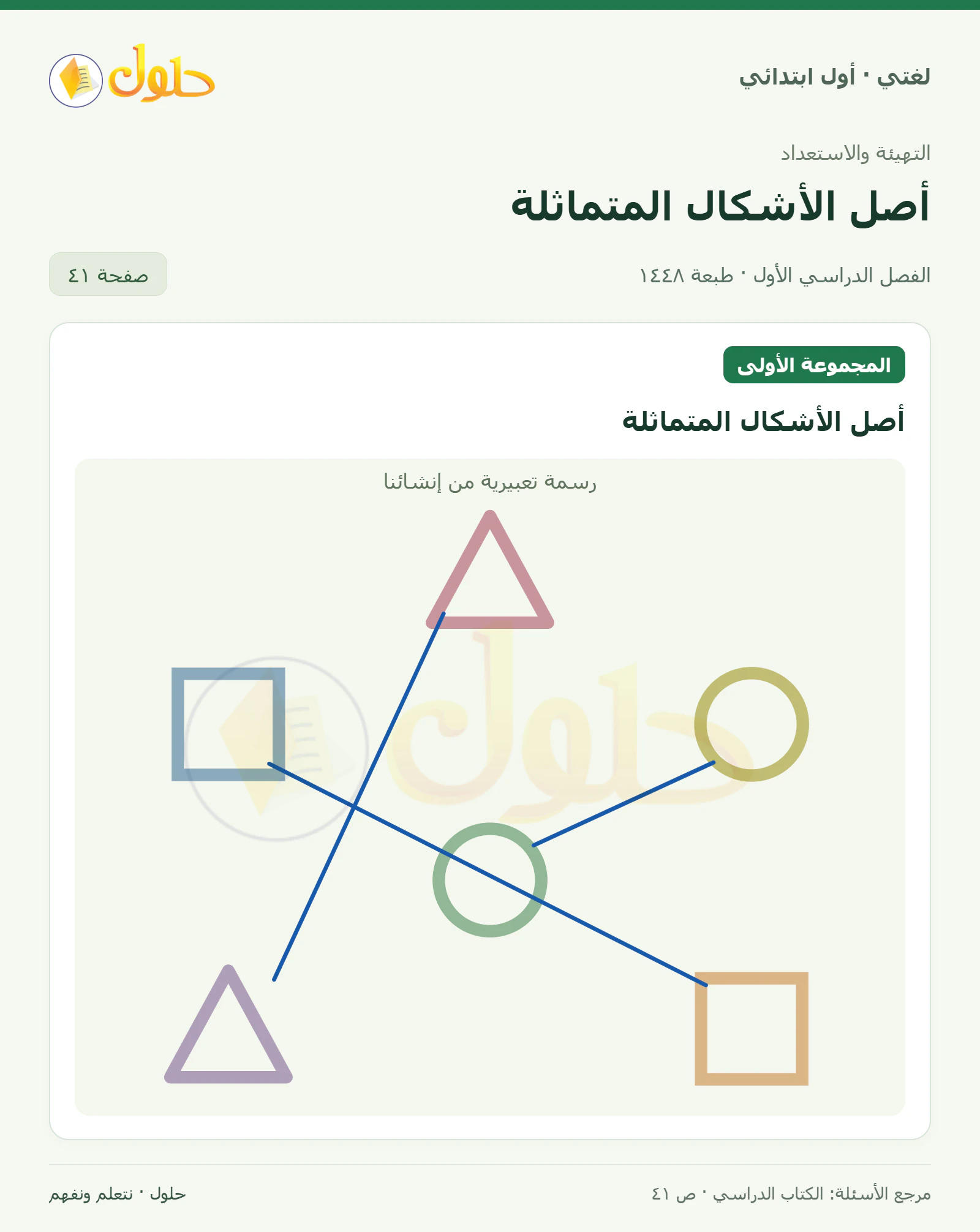 حل لغتي للصف الأول الابتدائي صفحة 41