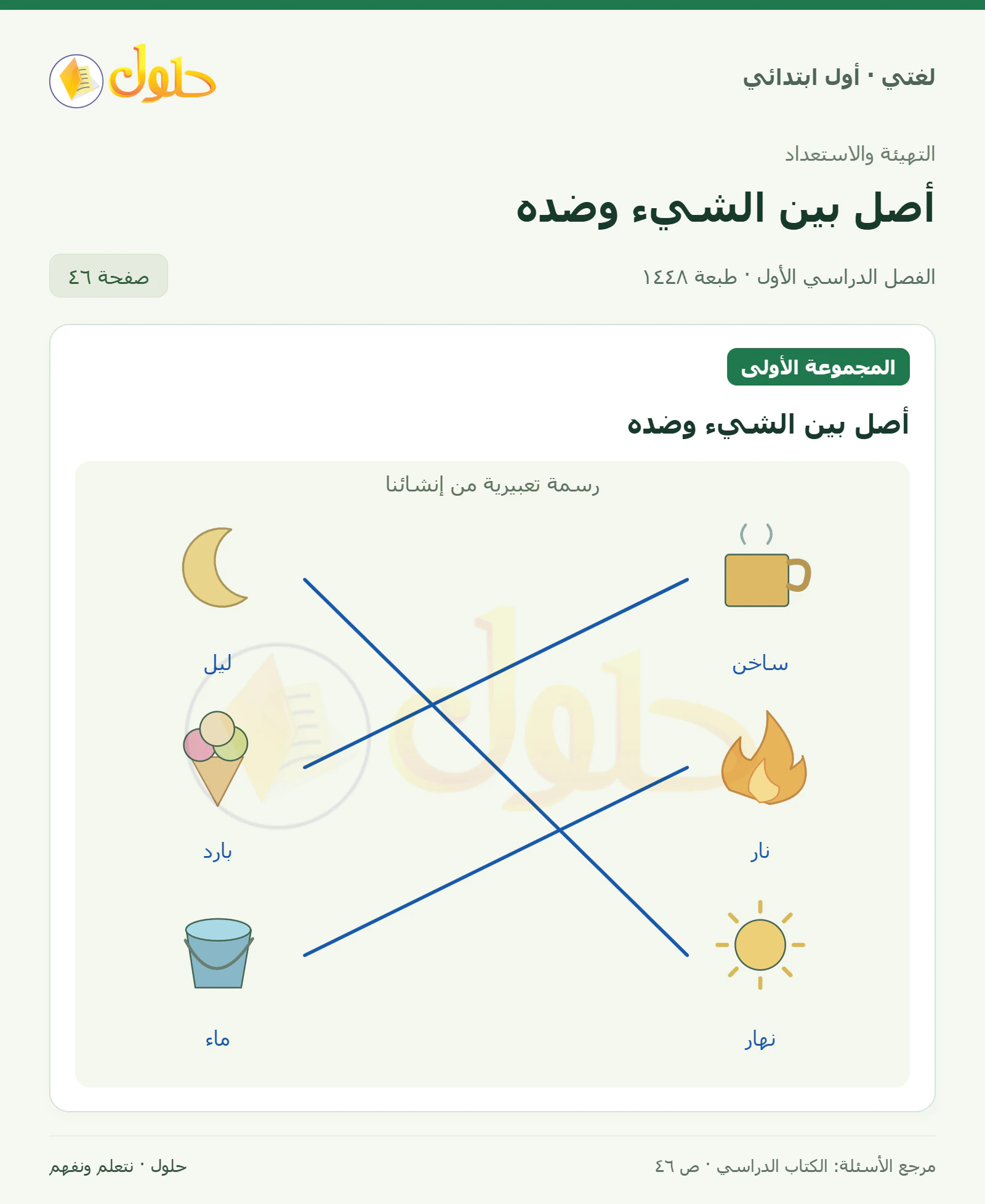 حل لغتي للصف الأول الابتدائي صفحة 46
