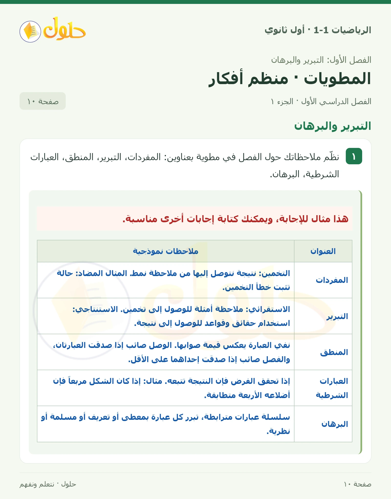 التبرير والبرهان صفحة 10