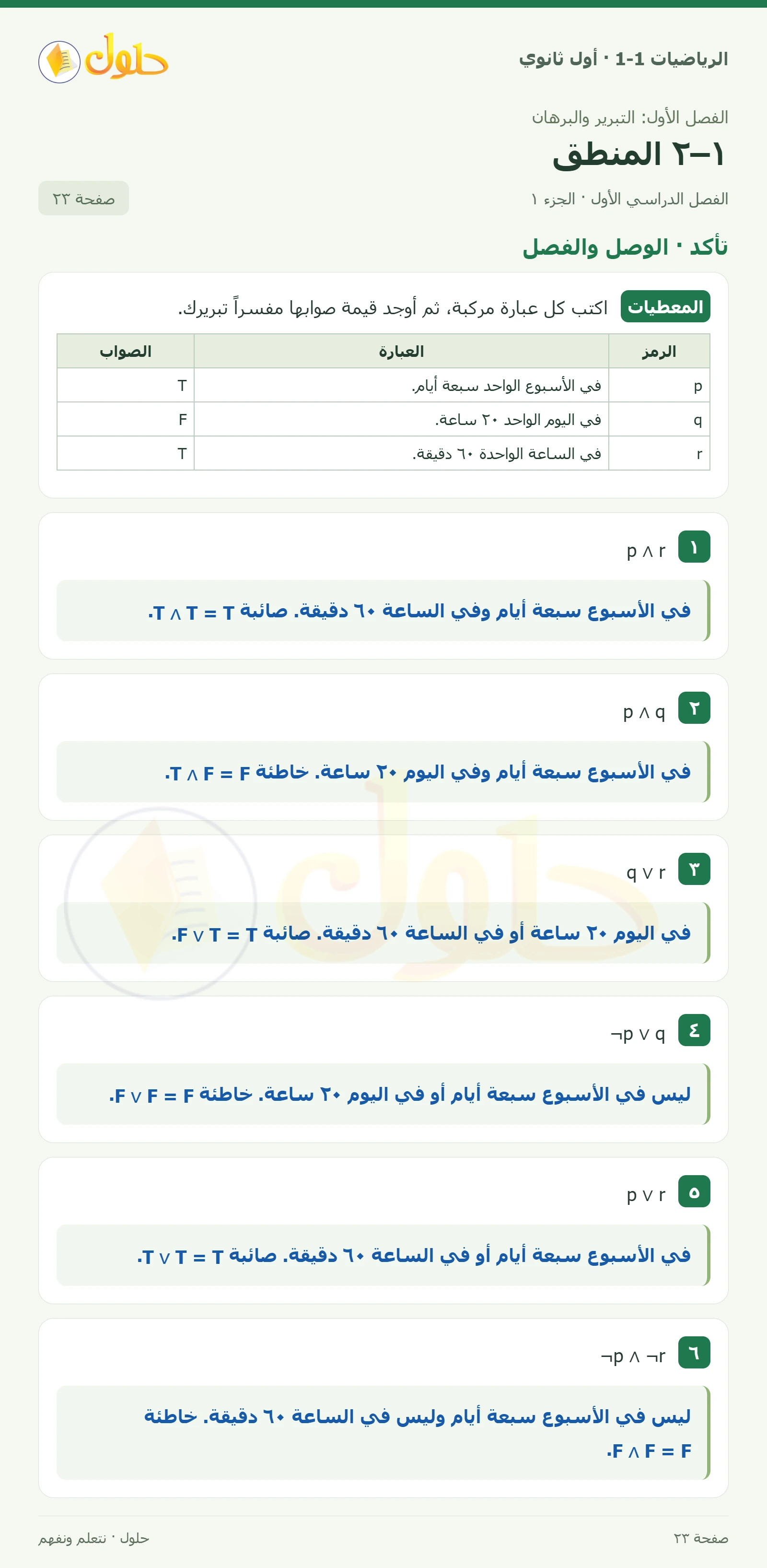 تأكد · الوصل والفصل صفحة 23، الجزء 1