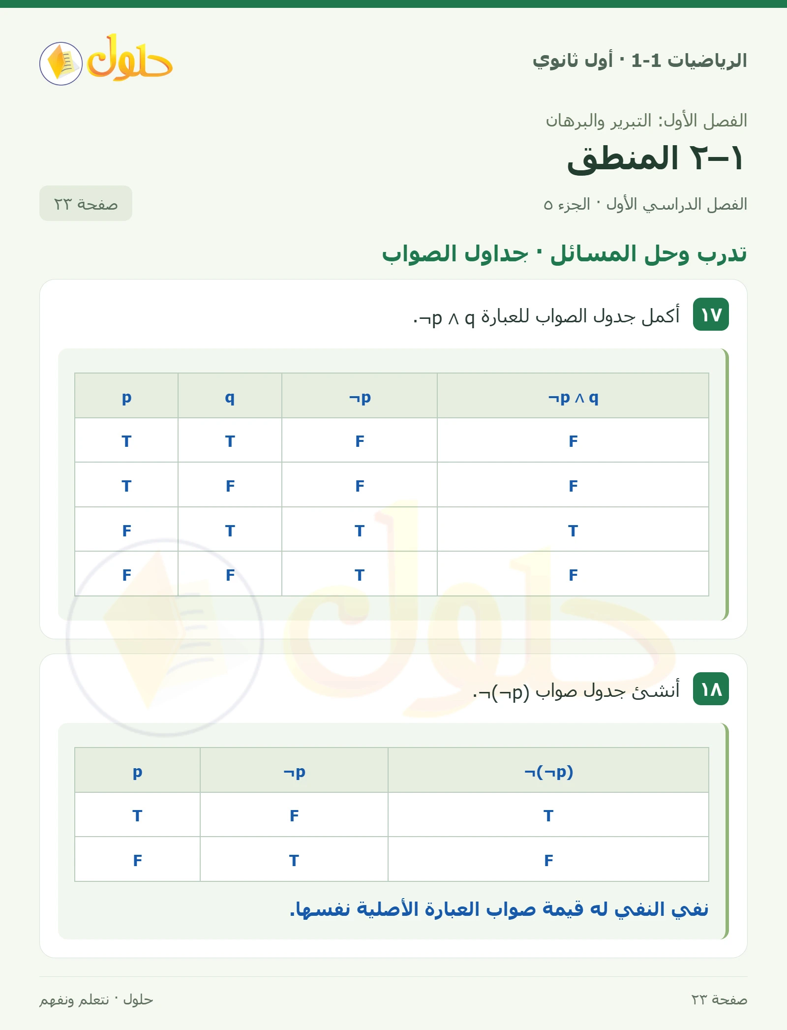 تأكد · الوصل والفصل صفحة 23، الجزء 5