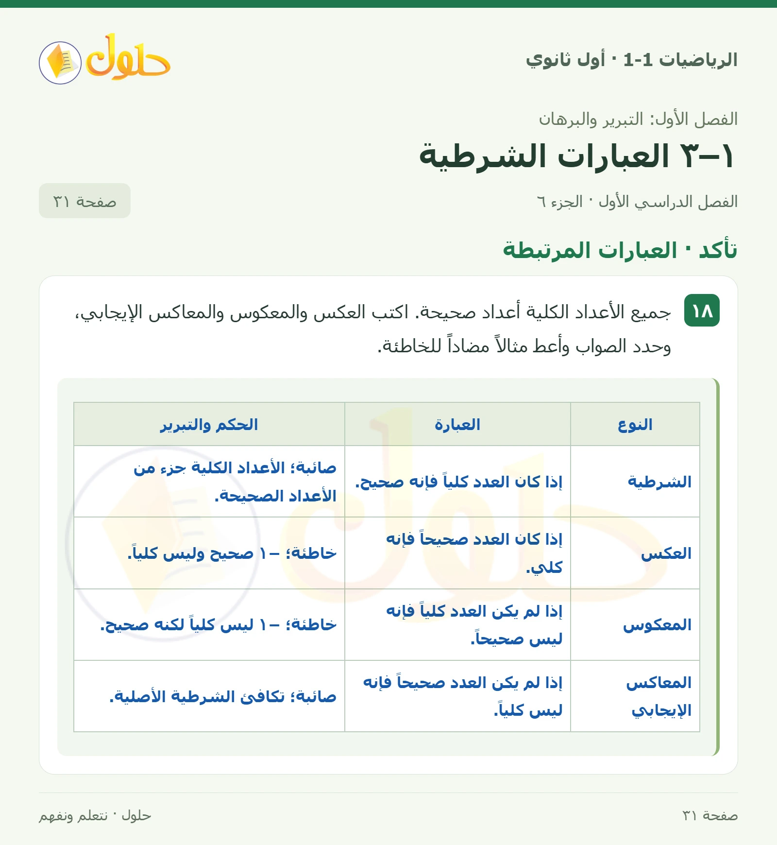 تأكد · إذا… فإن… صفحة 31، الجزء 6