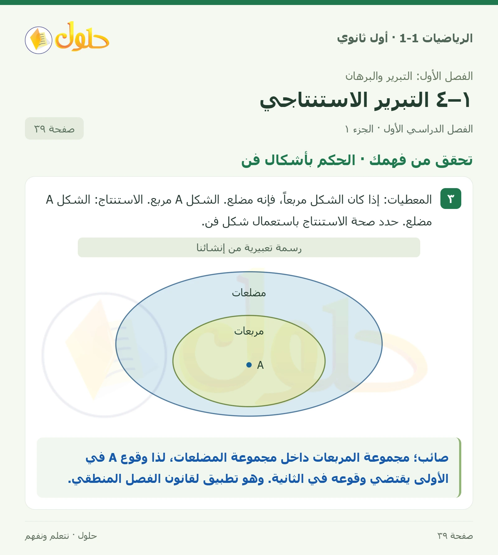 تحقق من فهمك · الحكم بأشكال فن صفحة 39