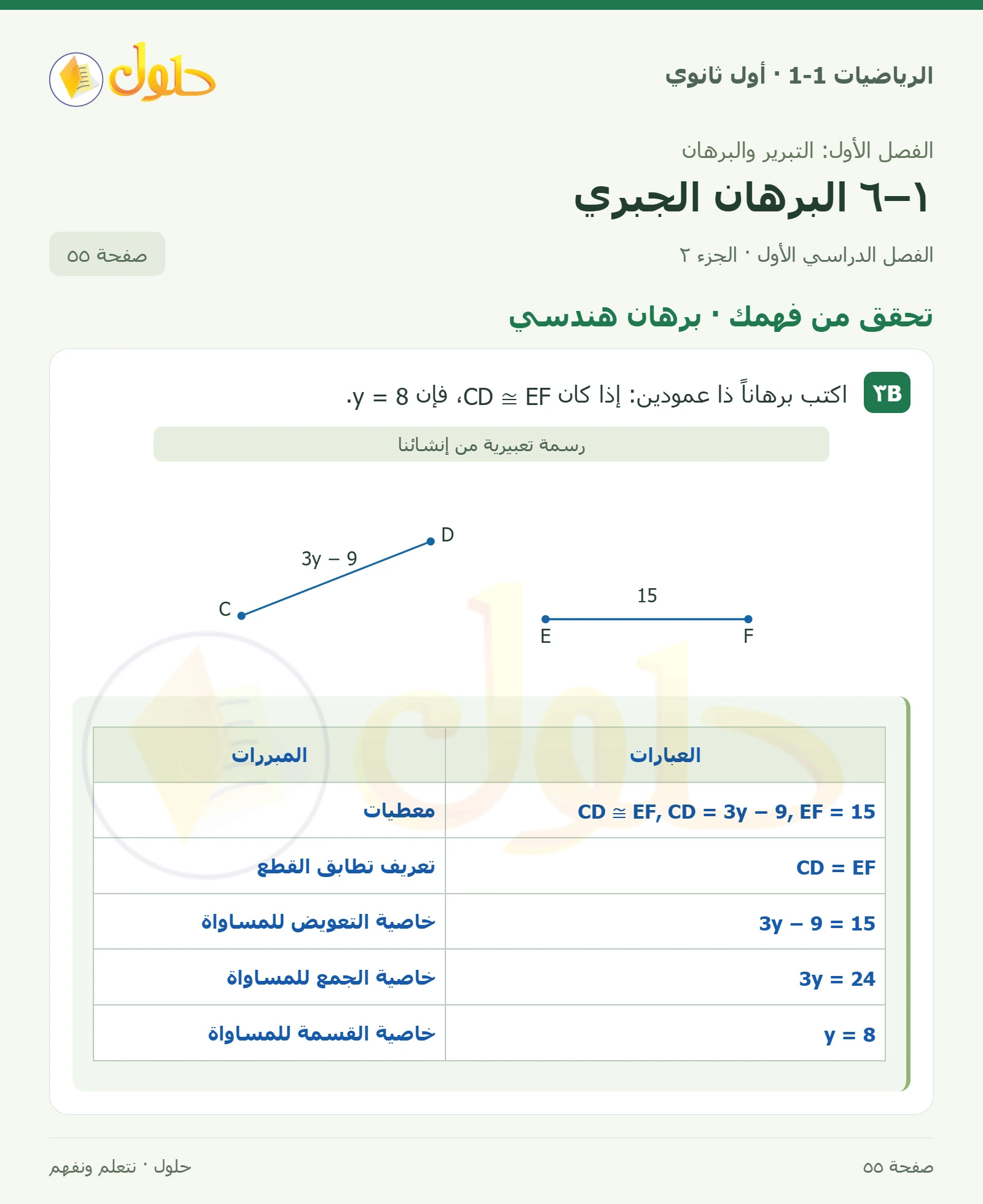 تحقق من فهمك · برهان هندسي صفحة 55، الجزء 2
