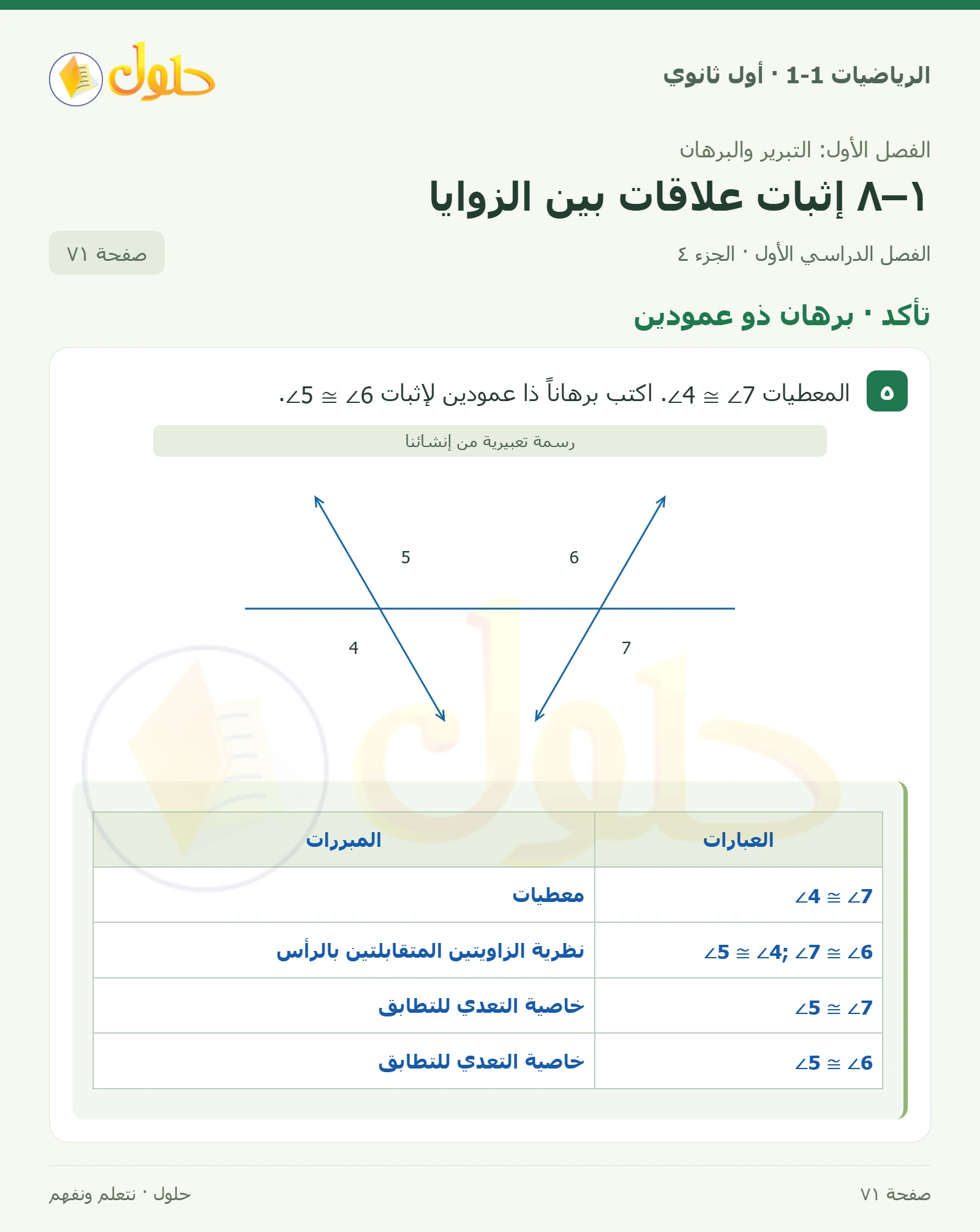 تأكد · قياسات الزوايا صفحة 71، الجزء 4