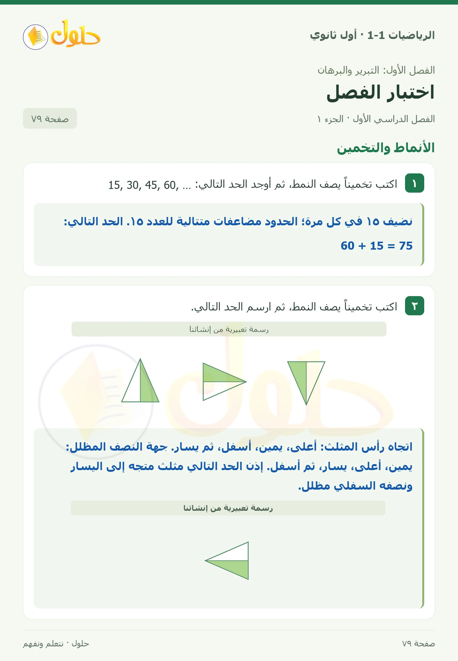 الأنماط والتخمين صفحة 79، الجزء 1