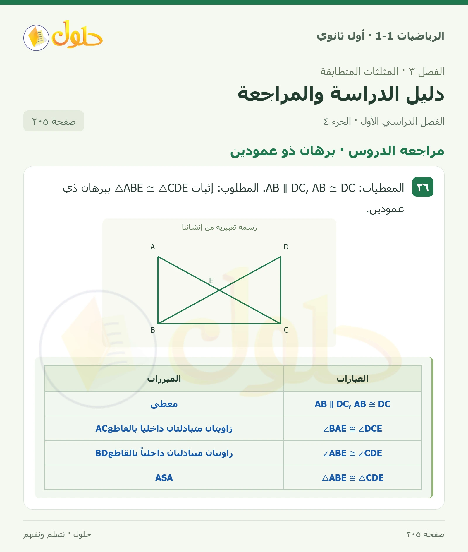 مراجعة الدروس · التطابق بالإحداثيات صفحة 205، الجزء 4