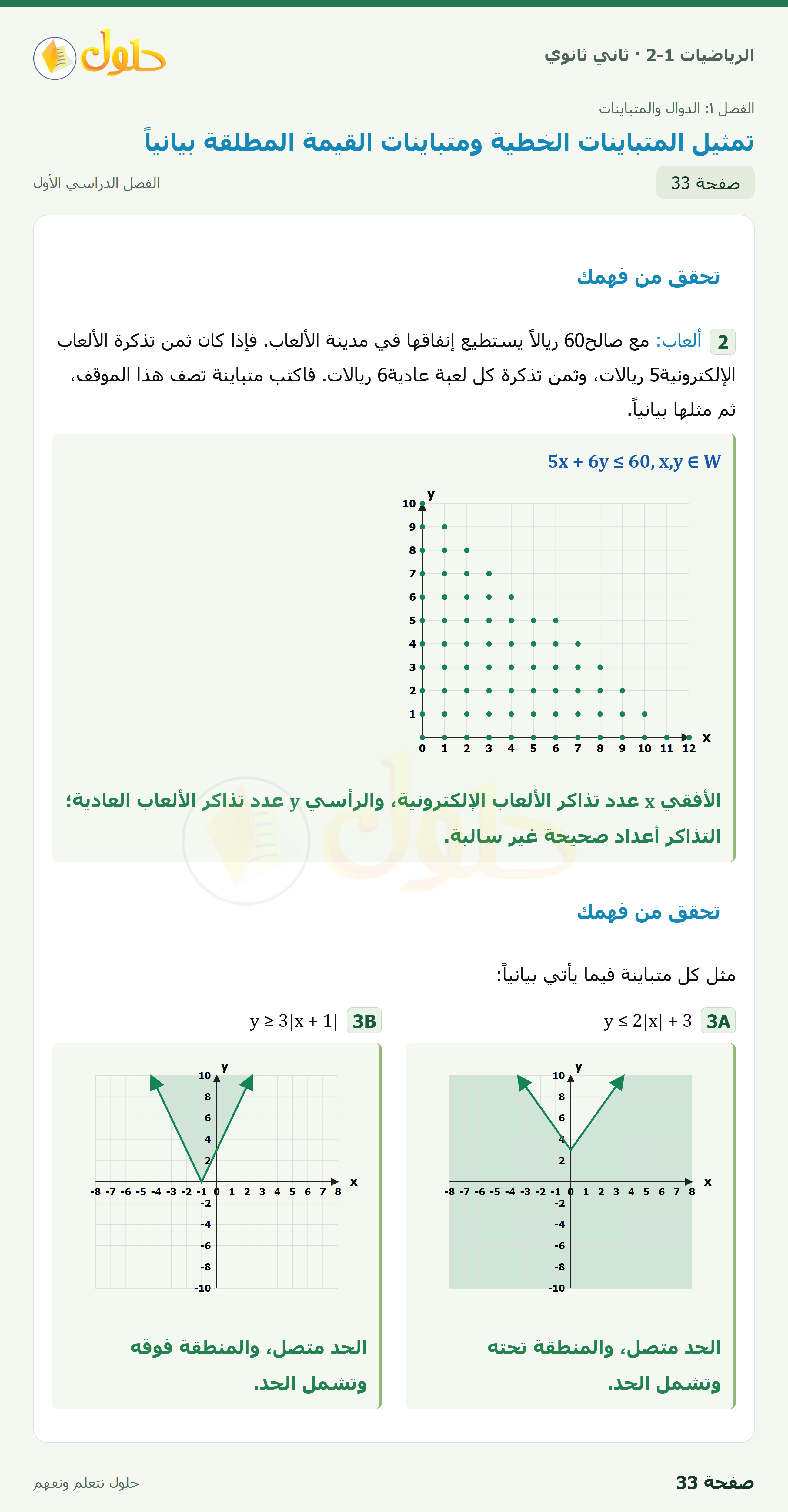 الرياضيات 2-1 · تحقق من فهمك · صفحة ٣٣