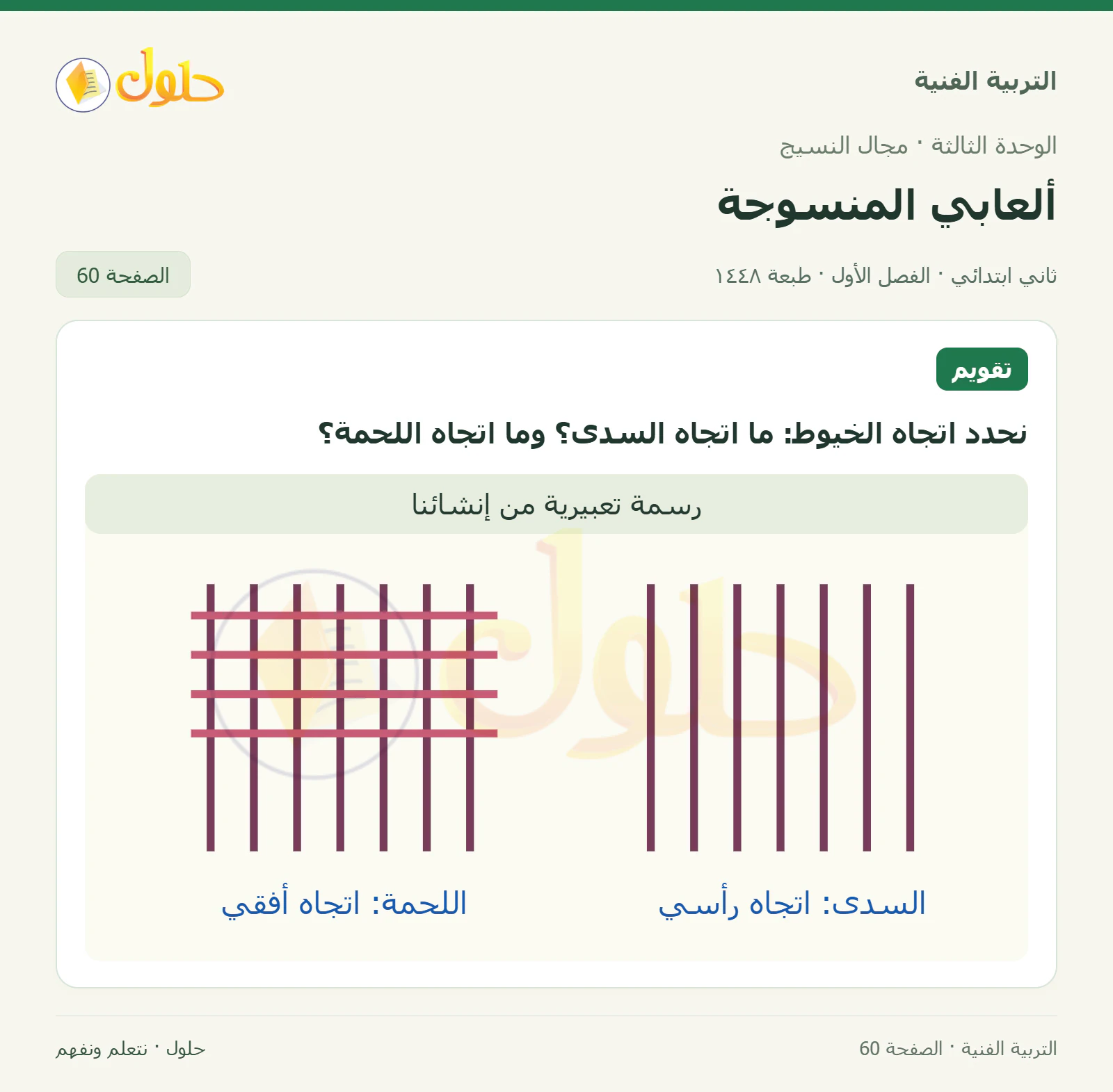 حل التربية الفنية للصف الثاني الابتدائي صفحة 60