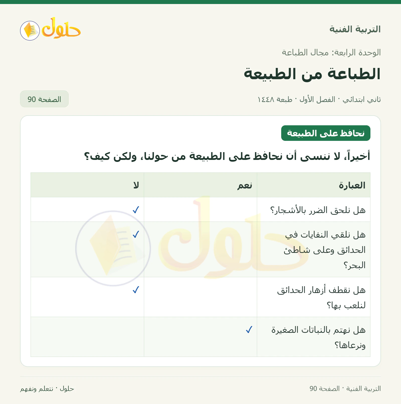 حل التربية الفنية للصف الثاني الابتدائي صفحة 90