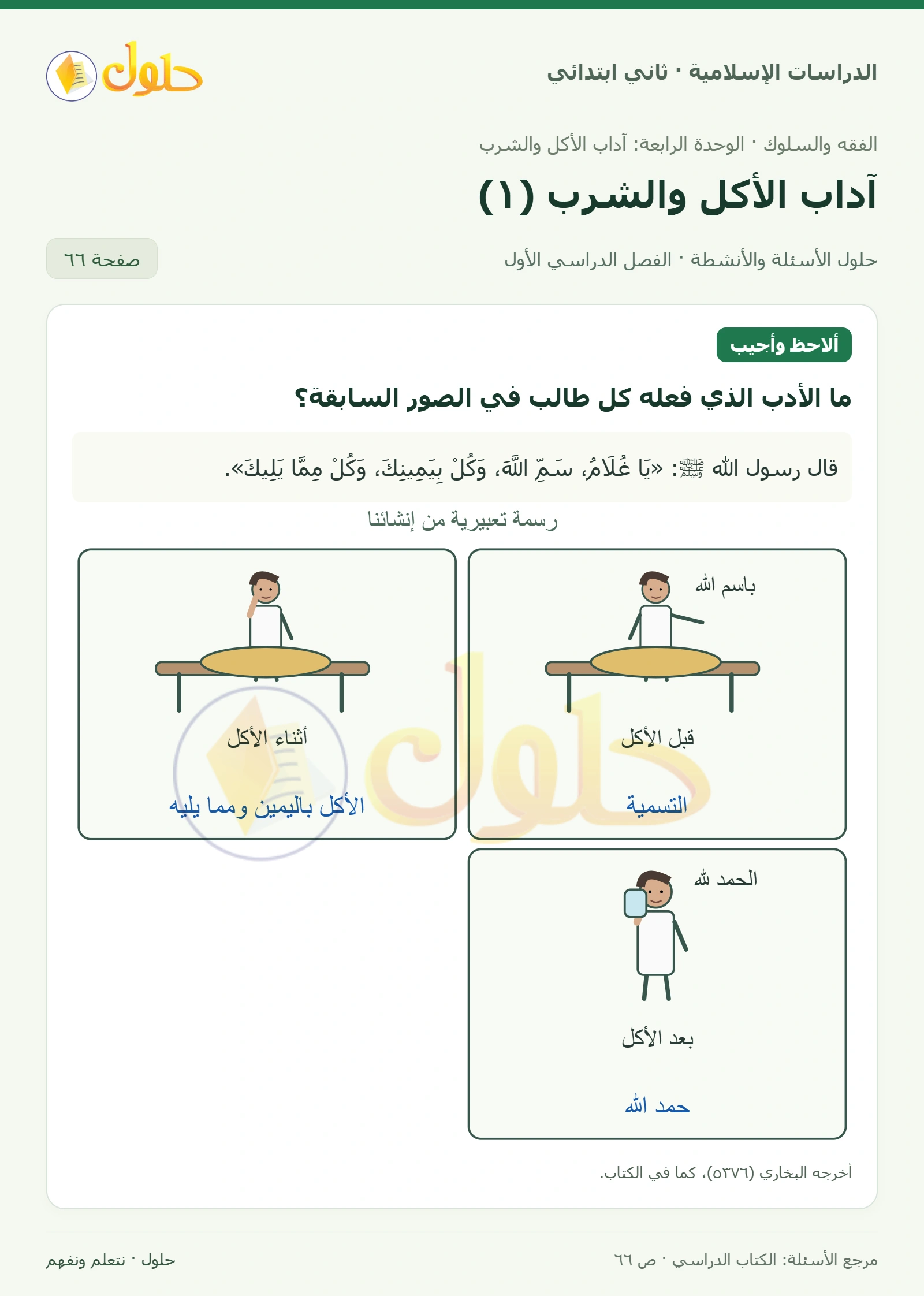 حل الفقه والسلوك للصف الثاني الابتدائي صفحة 66
