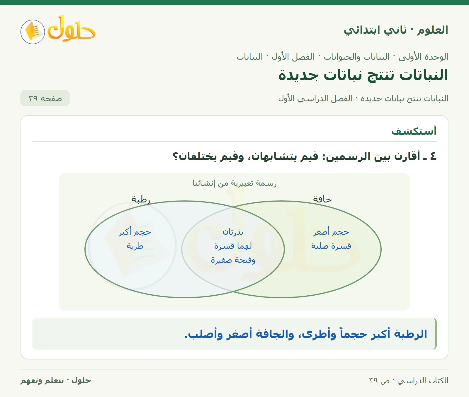 حل العلوم للصف الثاني الابتدائي صفحة 39 الجزء 3