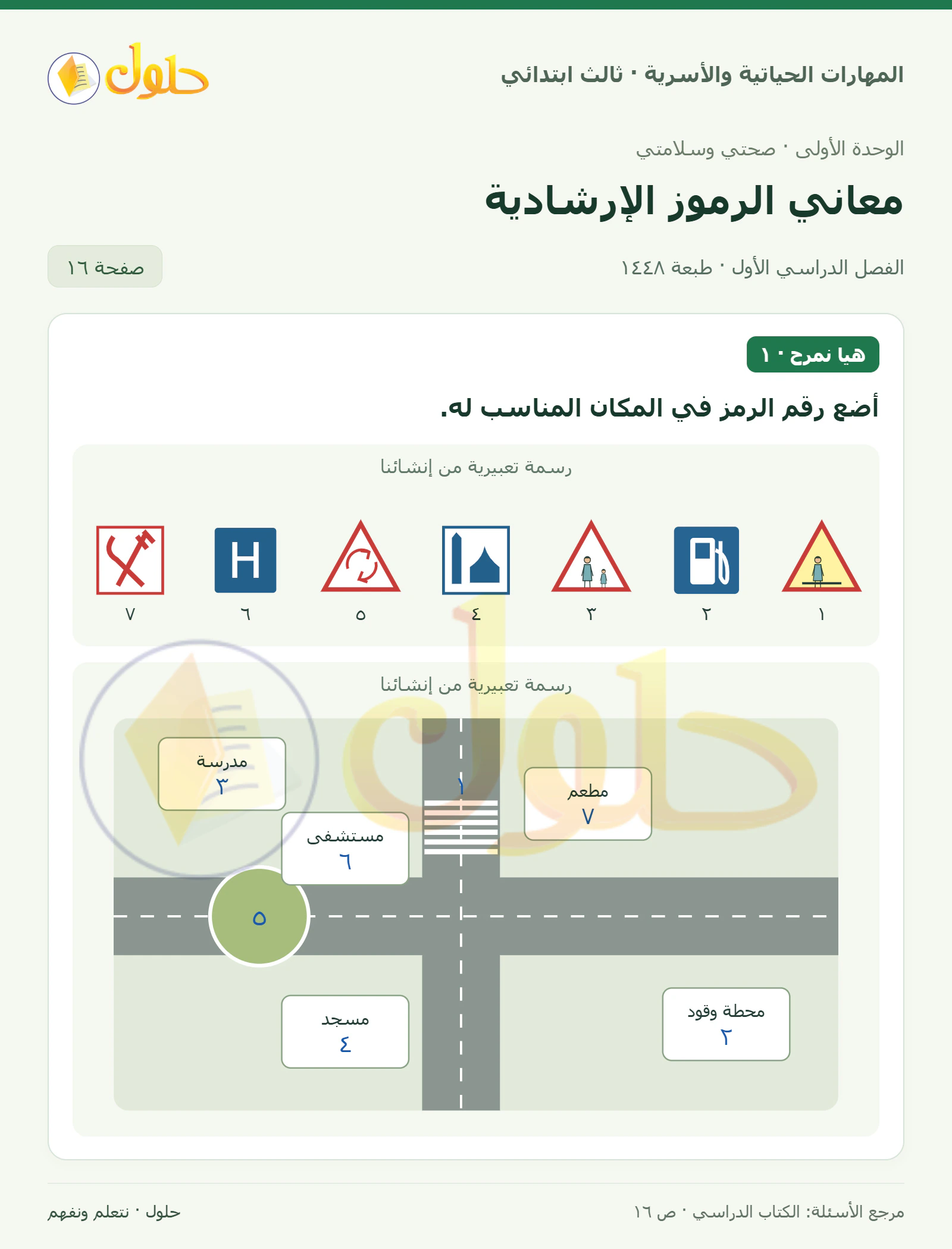 المهارات الحياتية والأسرية ثالث ابتدائي، صفحة ١٦، الجزء ١