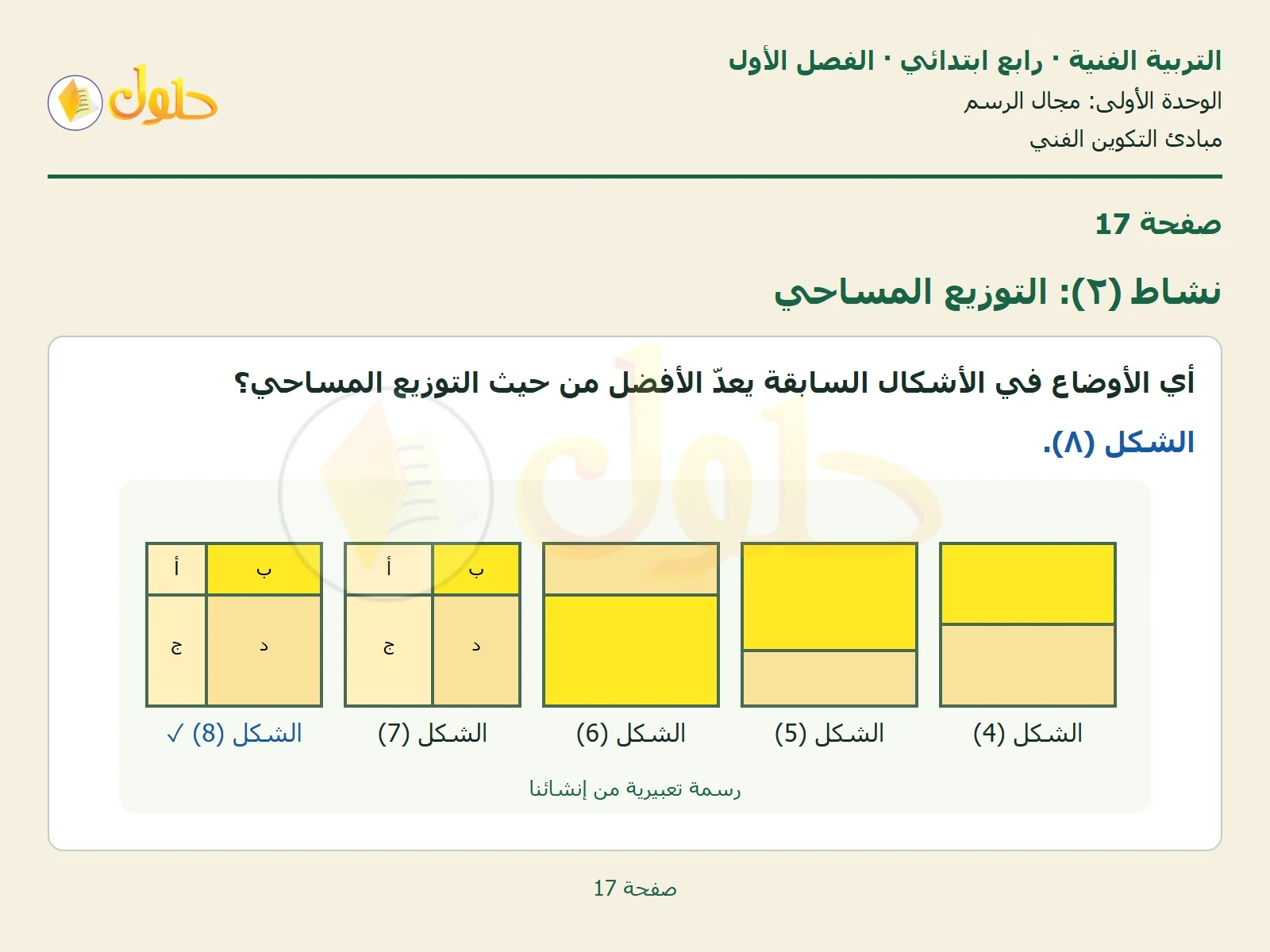حل التربية الفنية للصف الرابع الابتدائي صفحة 17