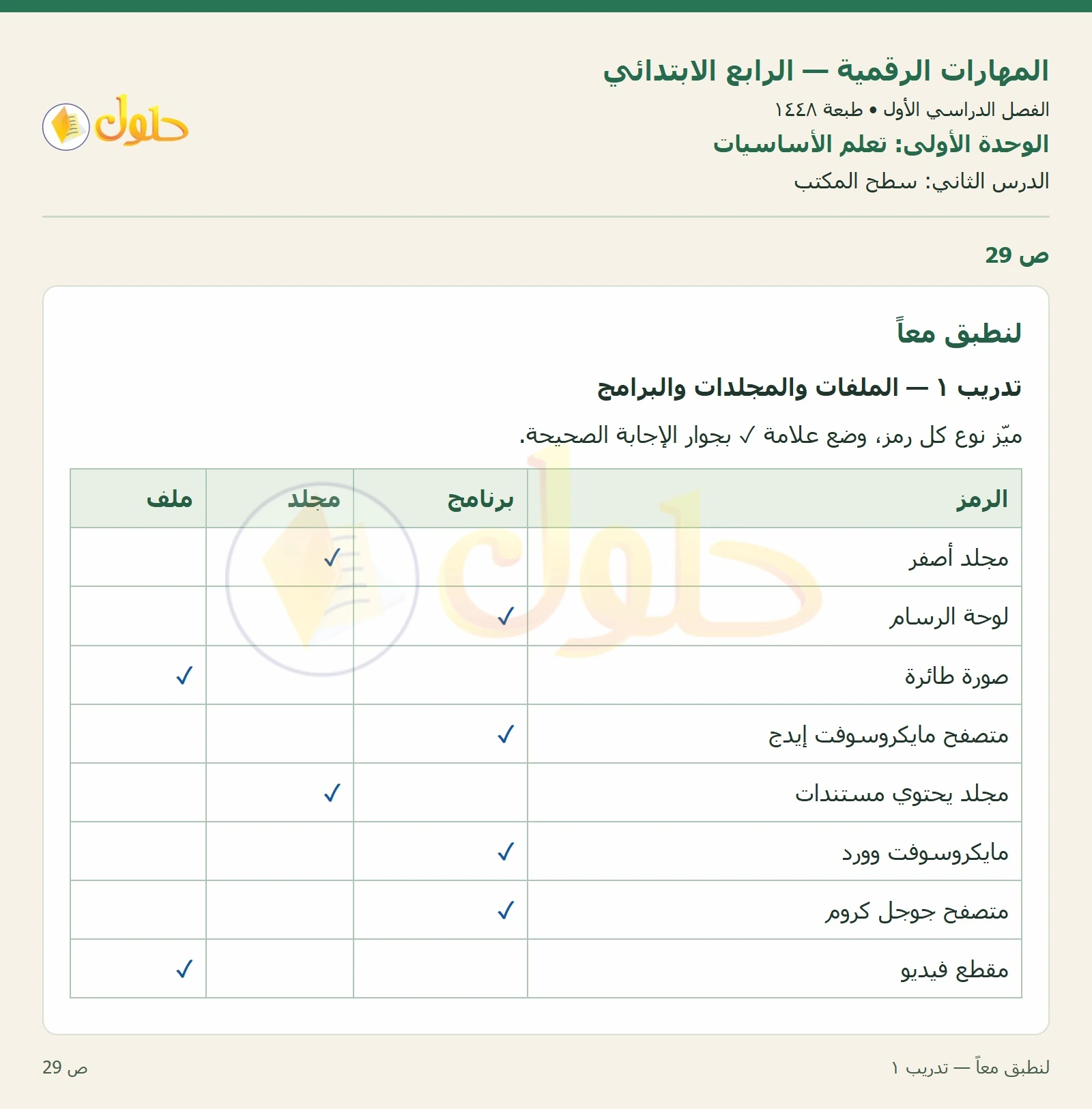 حل نشاط المهارات الرقمية للصف الرابع الابتدائي صفحة 29