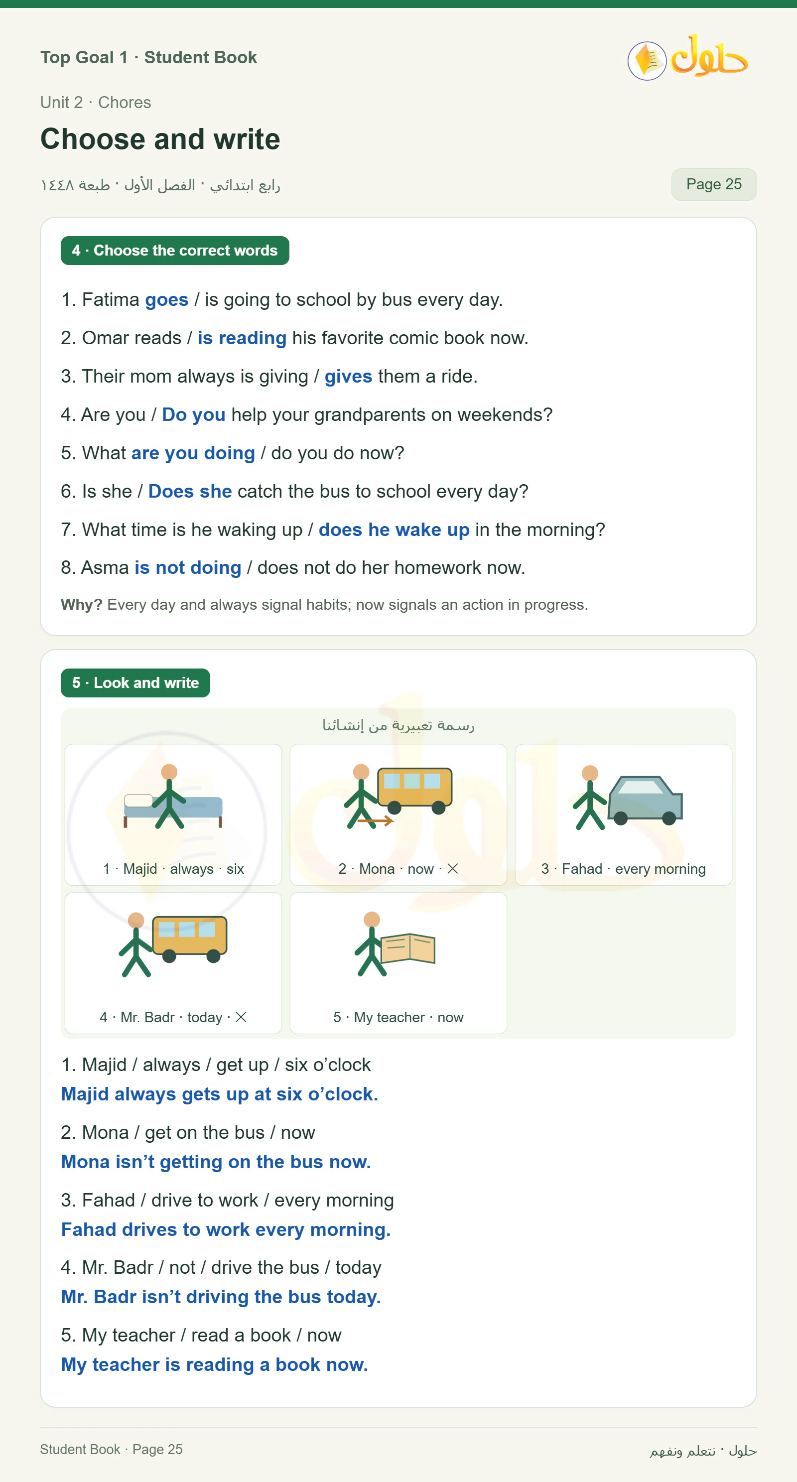 حل اللغة الإنجليزية للصف الرابع الابتدائي صفحة ٢٥ — الجزء ١