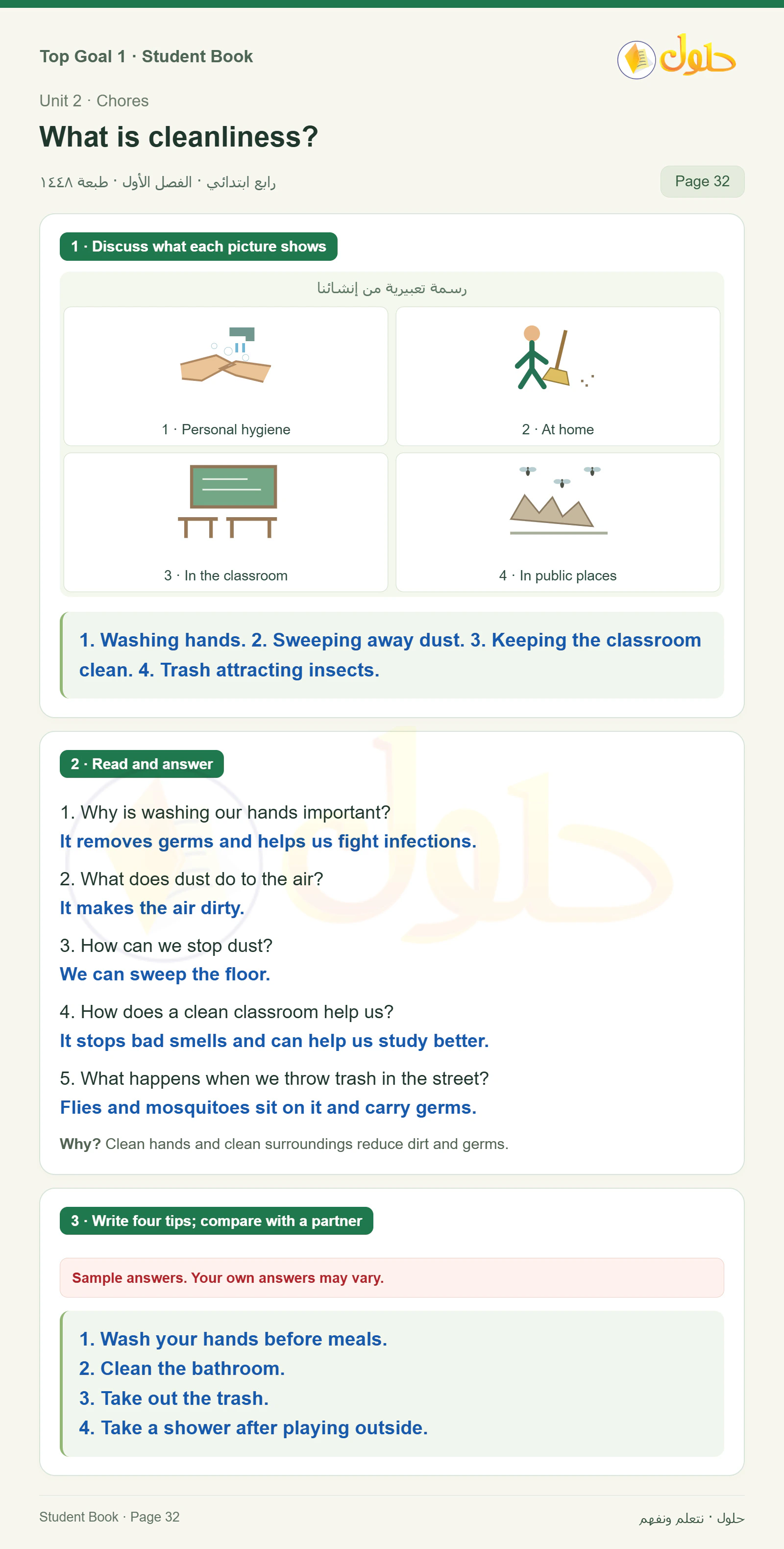 حل اللغة الإنجليزية للصف الرابع الابتدائي صفحة ٣٢