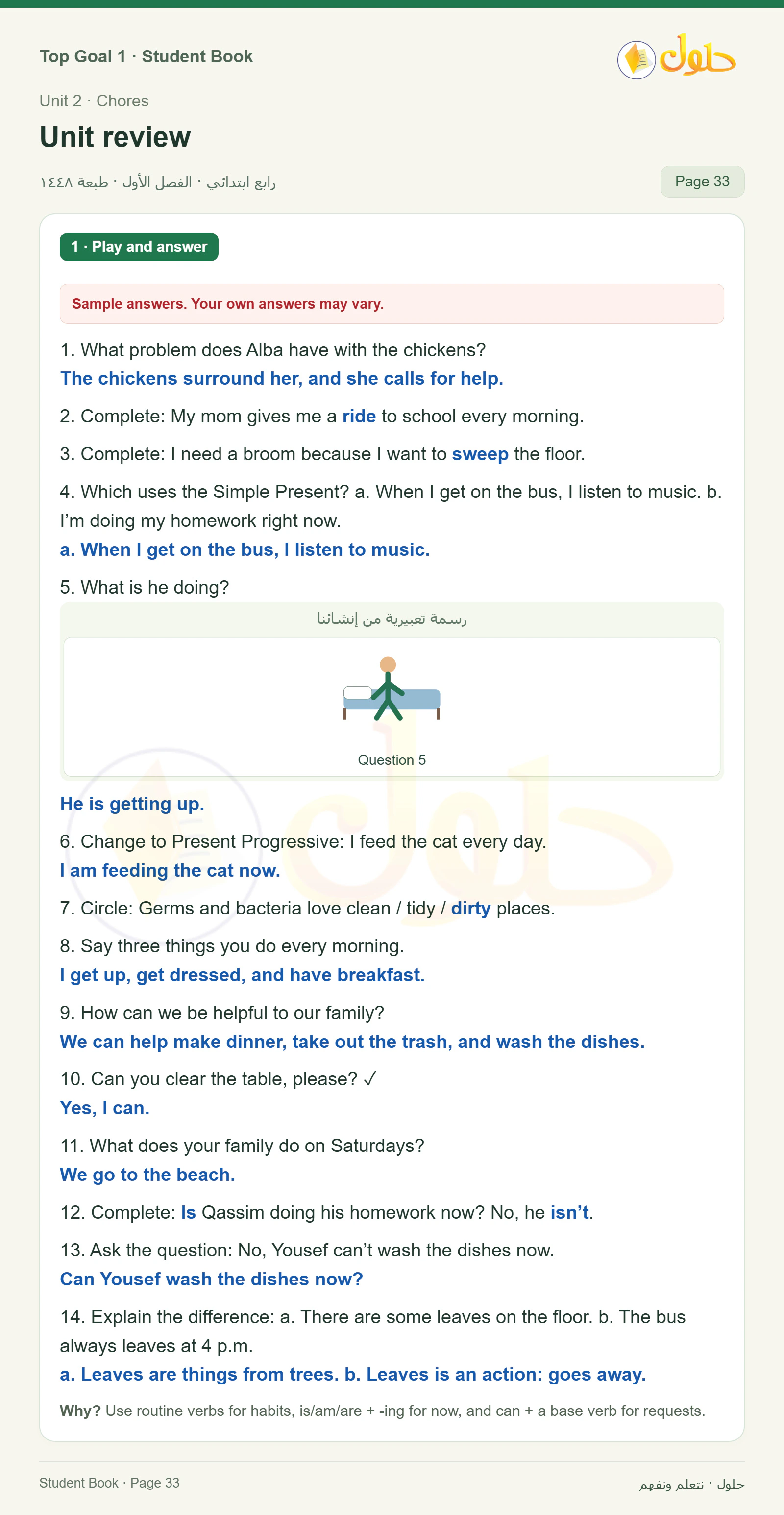 حل اللغة الإنجليزية للصف الرابع الابتدائي صفحة ٣٣ — الجزء ١