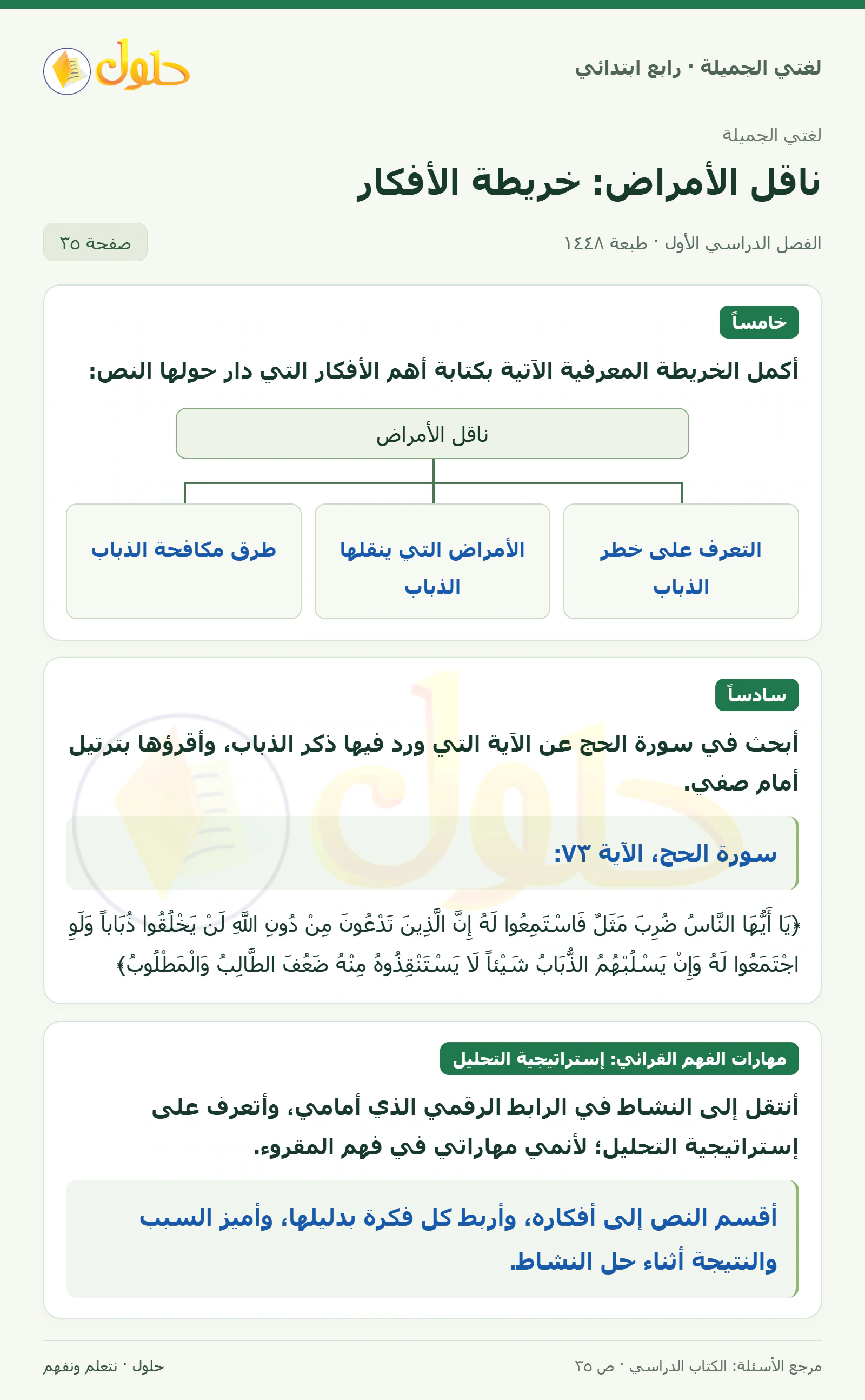 حل لغتي الصف الرابع الابتدائي صفحة 35