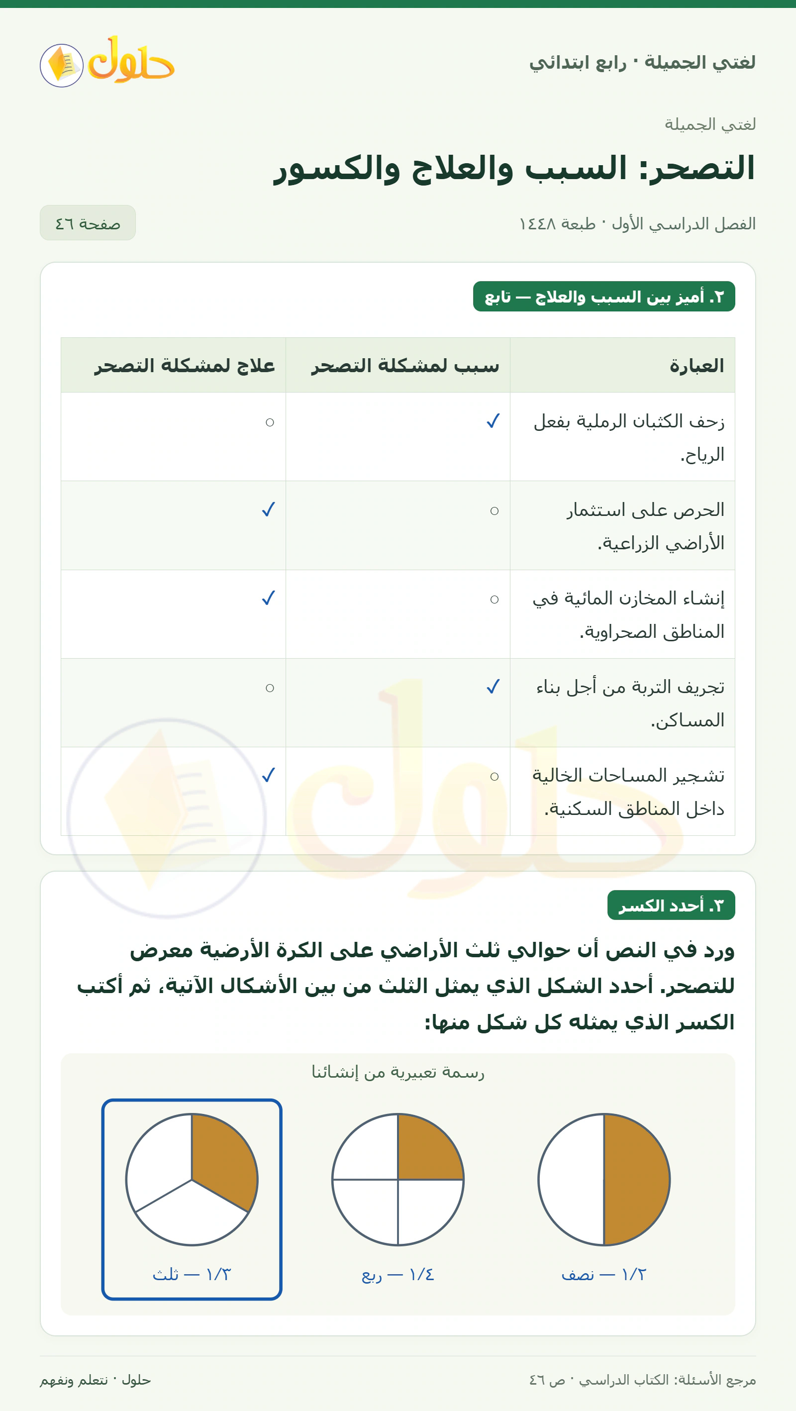 حل لغتي الصف الرابع الابتدائي صفحة 46