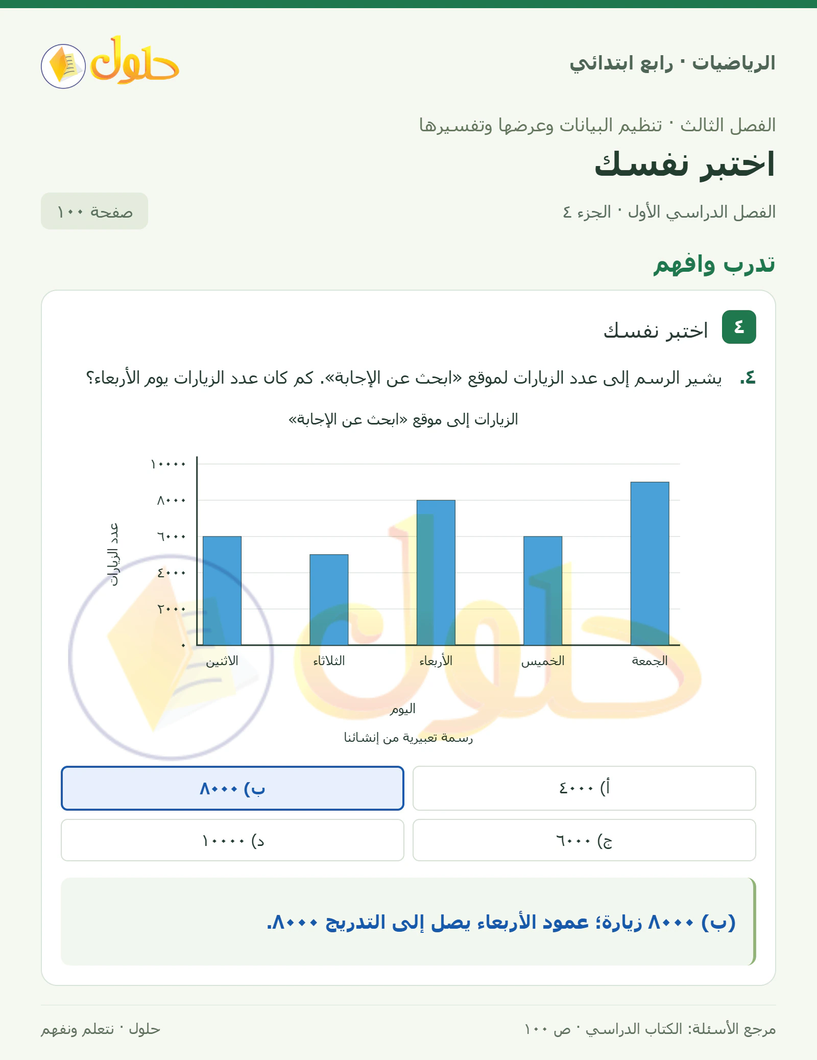 حل الرياضيات للصف الرابع الابتدائي صفحة 100 الجزء 4
