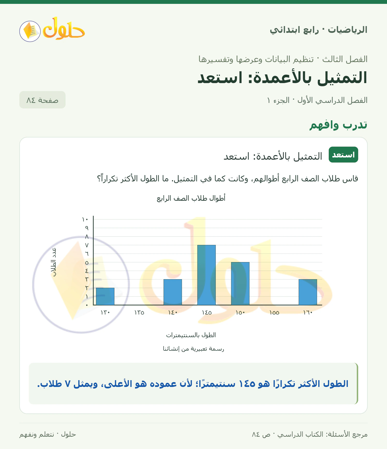 حل الرياضيات للصف الرابع الابتدائي صفحة 84 الجزء 1