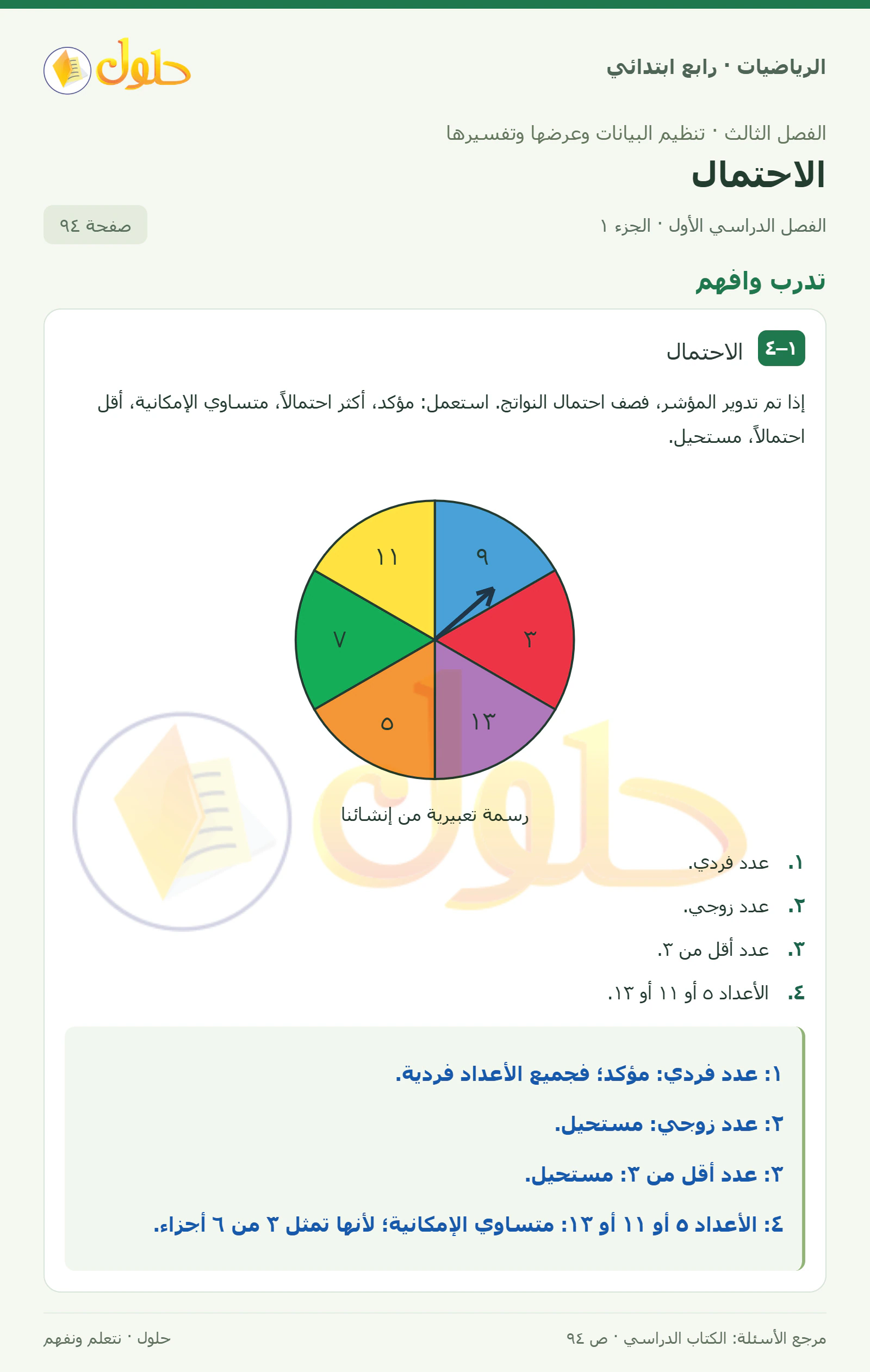 حل الرياضيات للصف الرابع الابتدائي صفحة 94 الجزء 1
