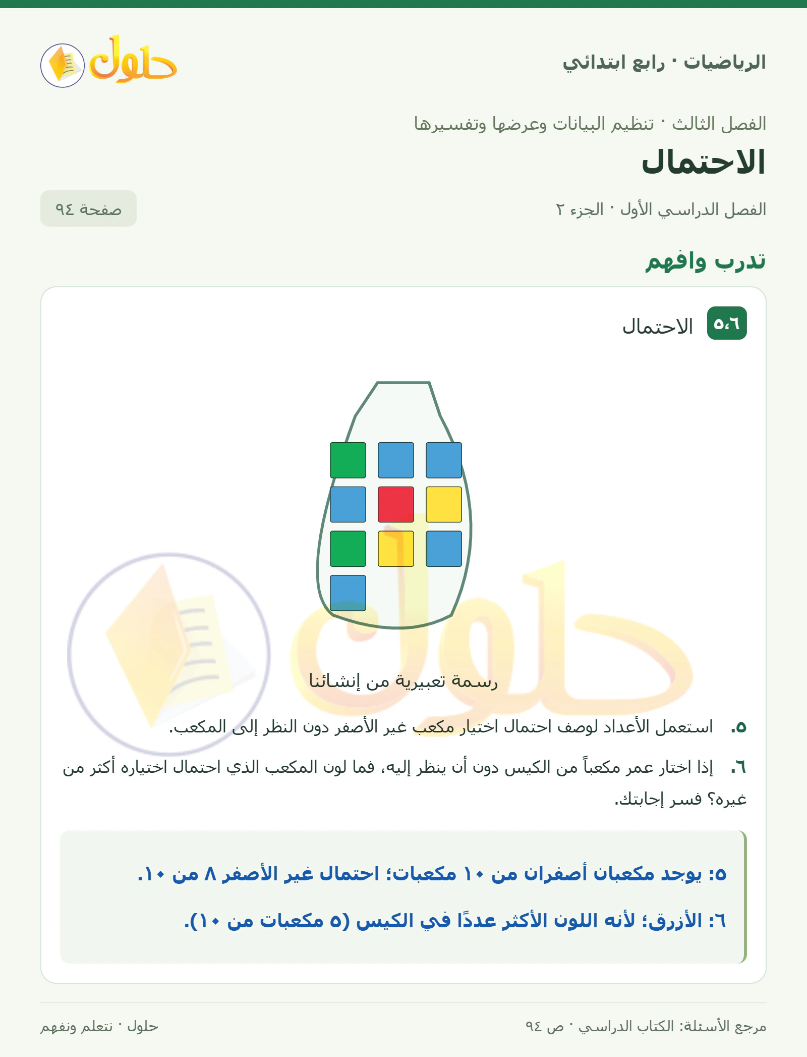 حل الرياضيات للصف الرابع الابتدائي صفحة 94 الجزء 2