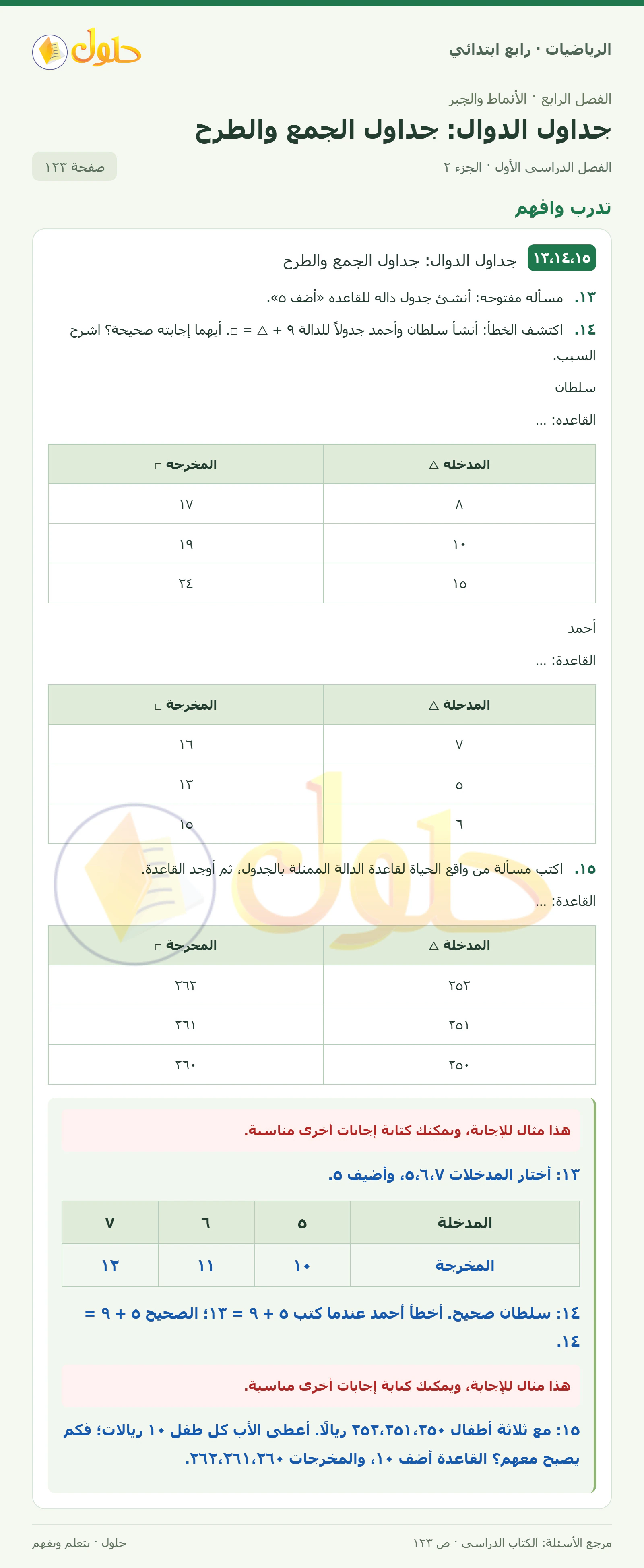 حل الرياضيات للصف الرابع الابتدائي صفحة 123 الجزء 2