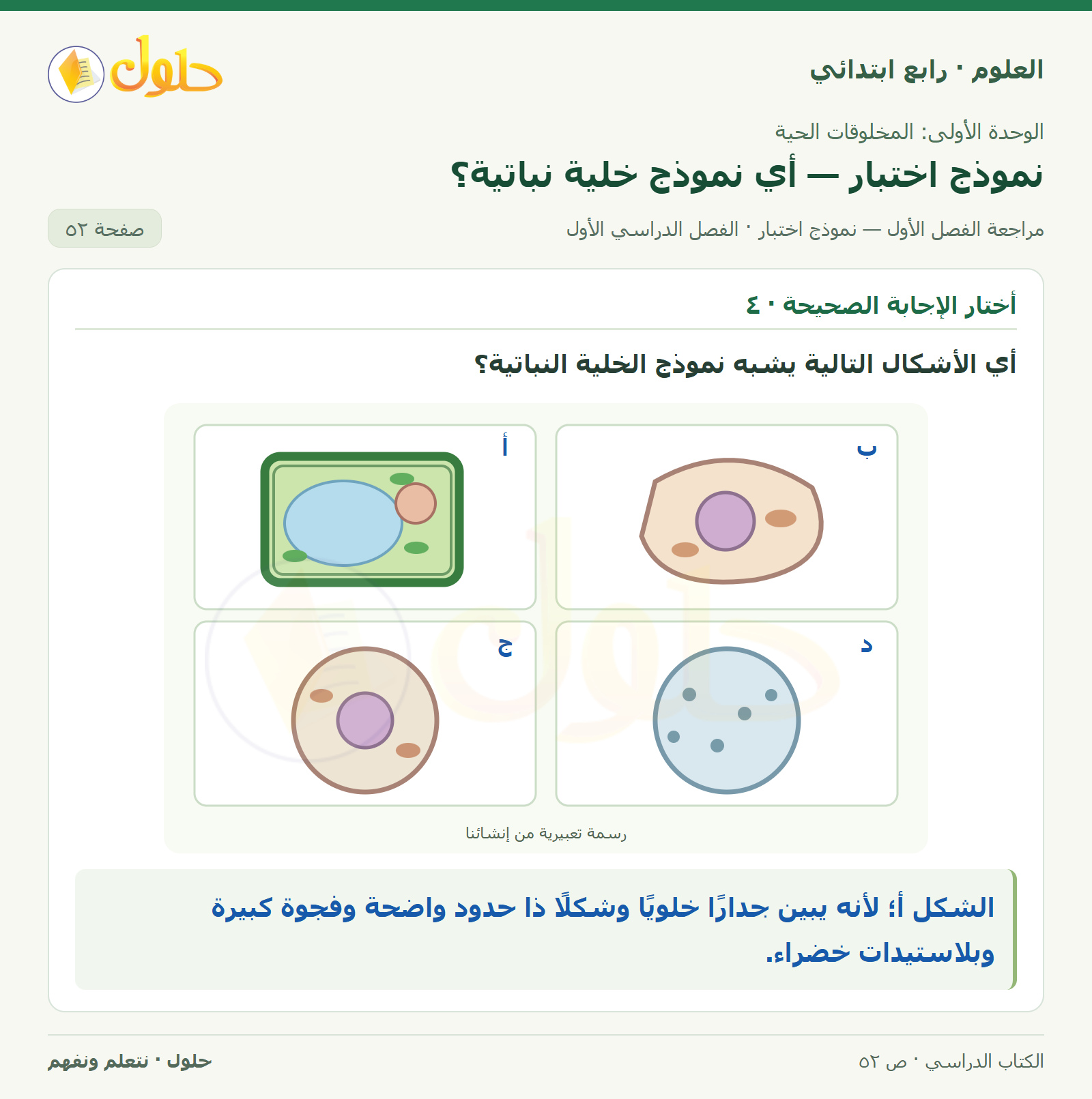 حل العلوم للصف الرابع الابتدائي صفحة 52، الجزء ٢