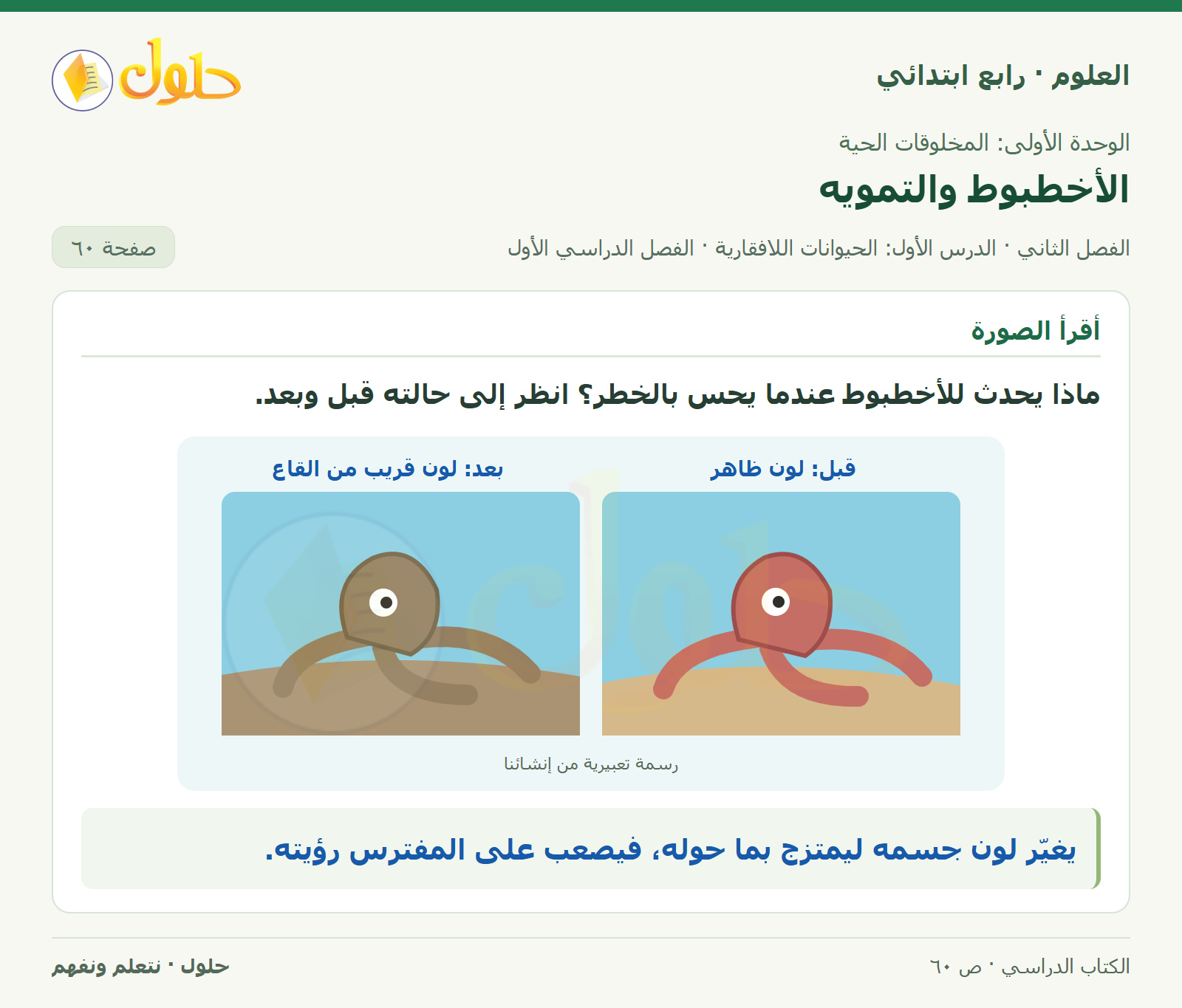 حل العلوم للصف الرابع الابتدائي صفحة 60، الجزء ٢