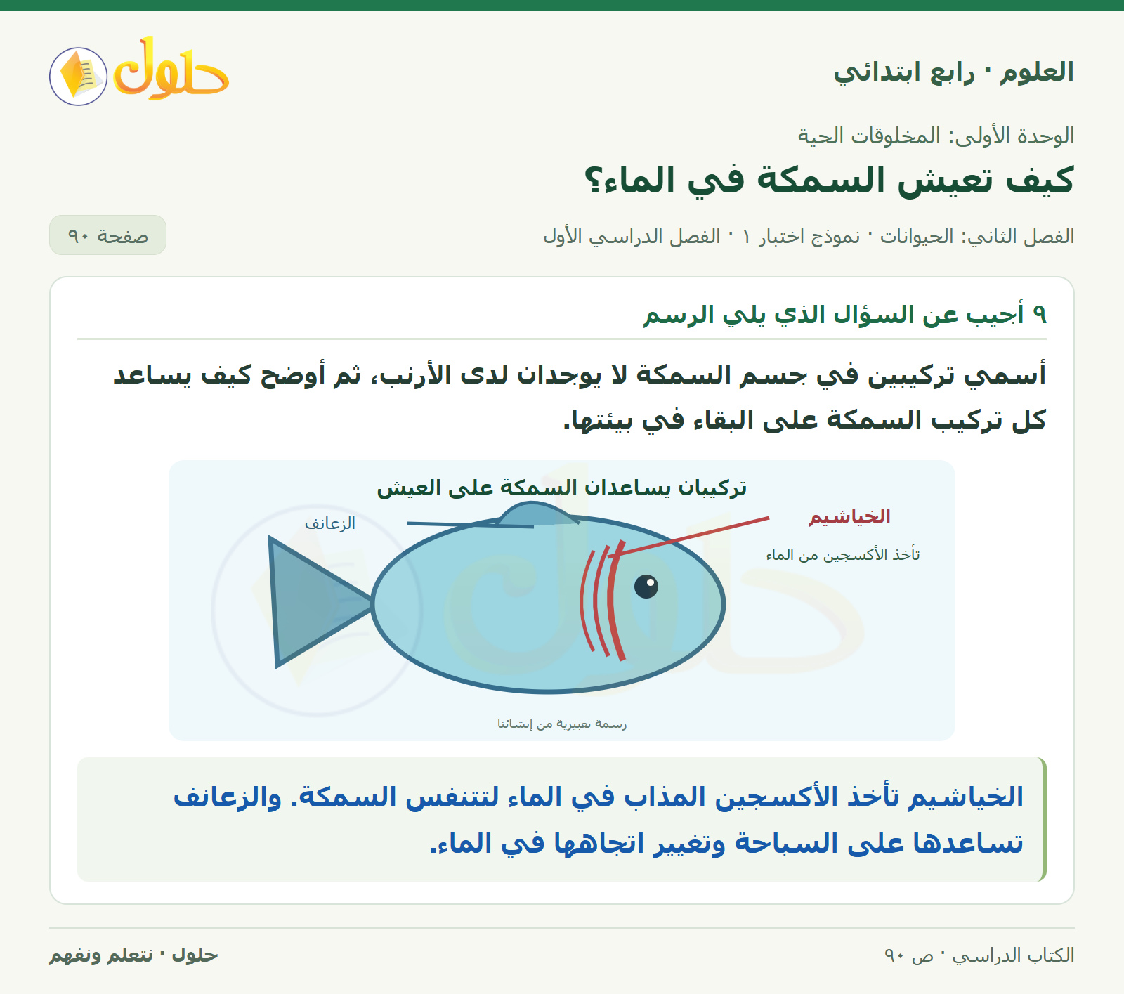 حل العلوم للصف الرابع الابتدائي صفحة 90