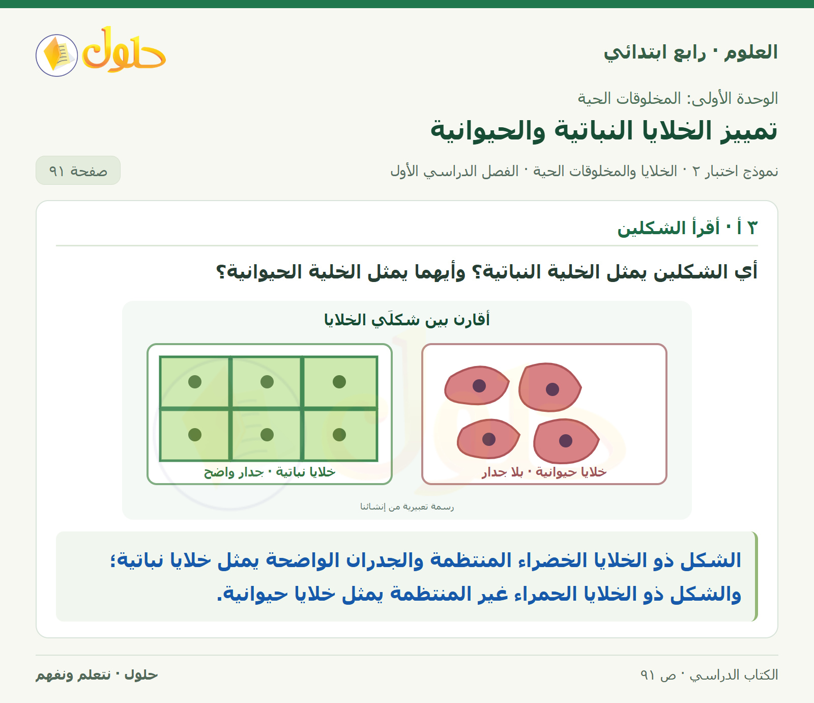 حل العلوم للصف الرابع الابتدائي صفحة 91، الجزء ٣