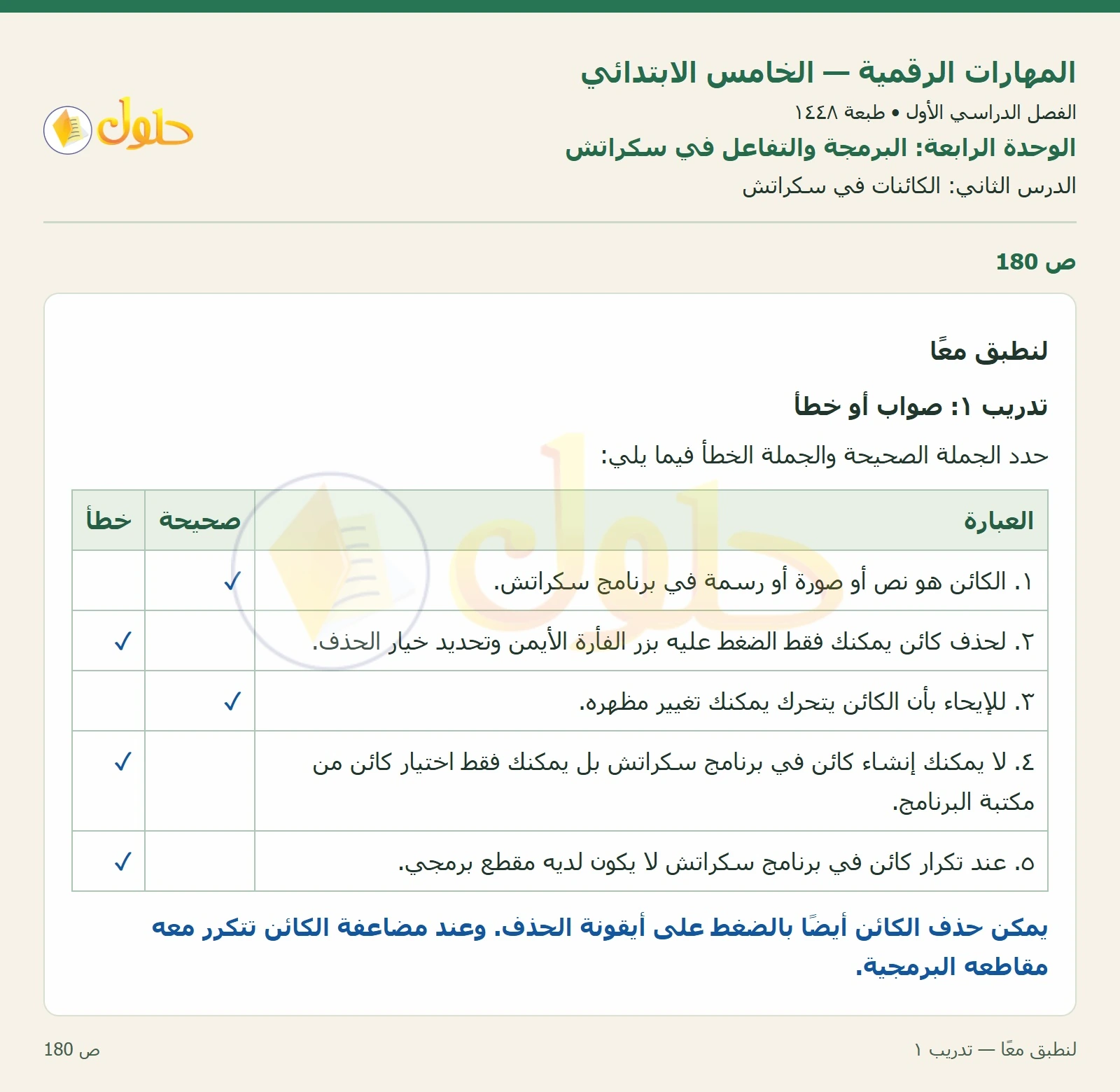 حل نشاط المهارات الرقمية للصف الخامس الابتدائي صفحة 180 — الجزء ١
