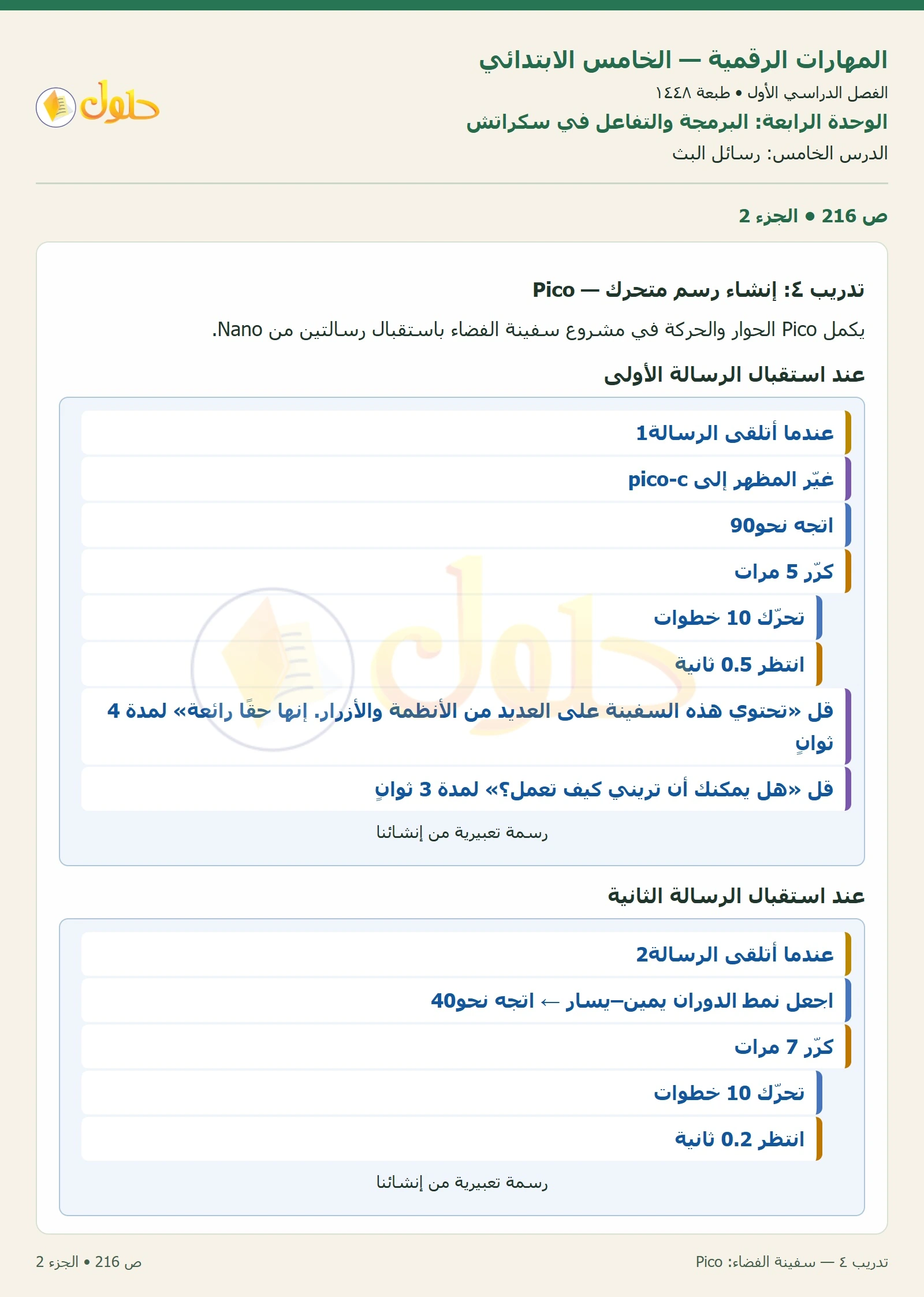 حل نشاط المهارات الرقمية للصف الخامس الابتدائي صفحة 216 — الجزء ٢