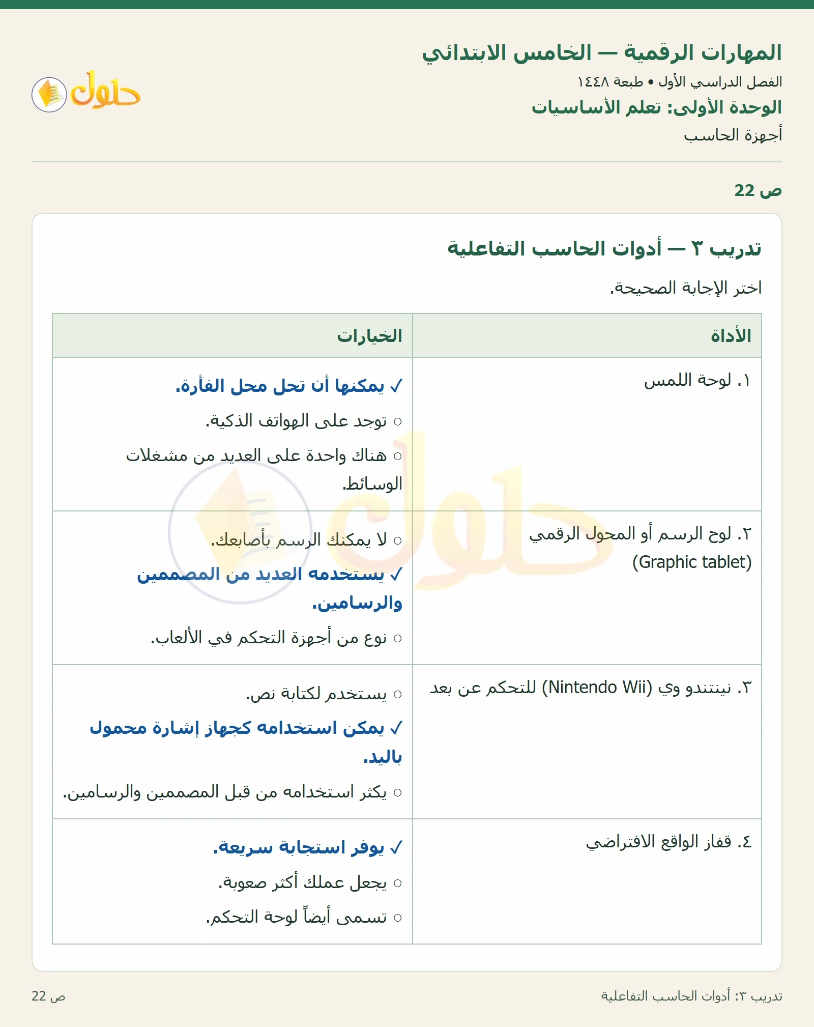 حل نشاط المهارات الرقمية للصف الخامس الابتدائي صفحة 22