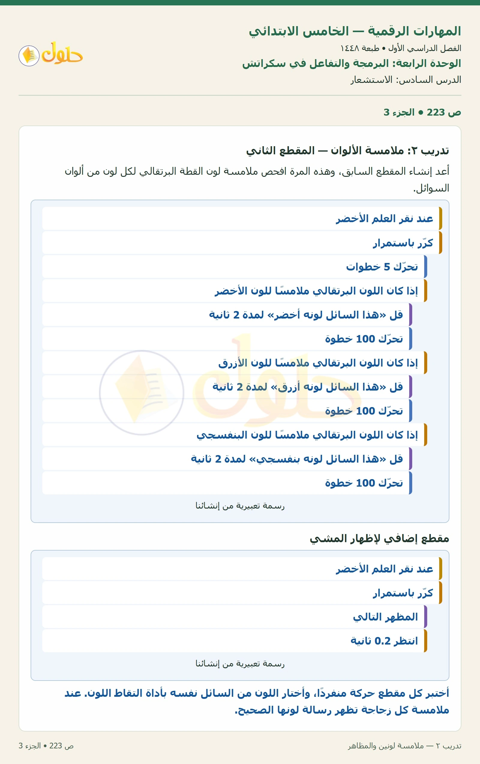 حل نشاط المهارات الرقمية للصف الخامس الابتدائي صفحة 223 — الجزء ٣