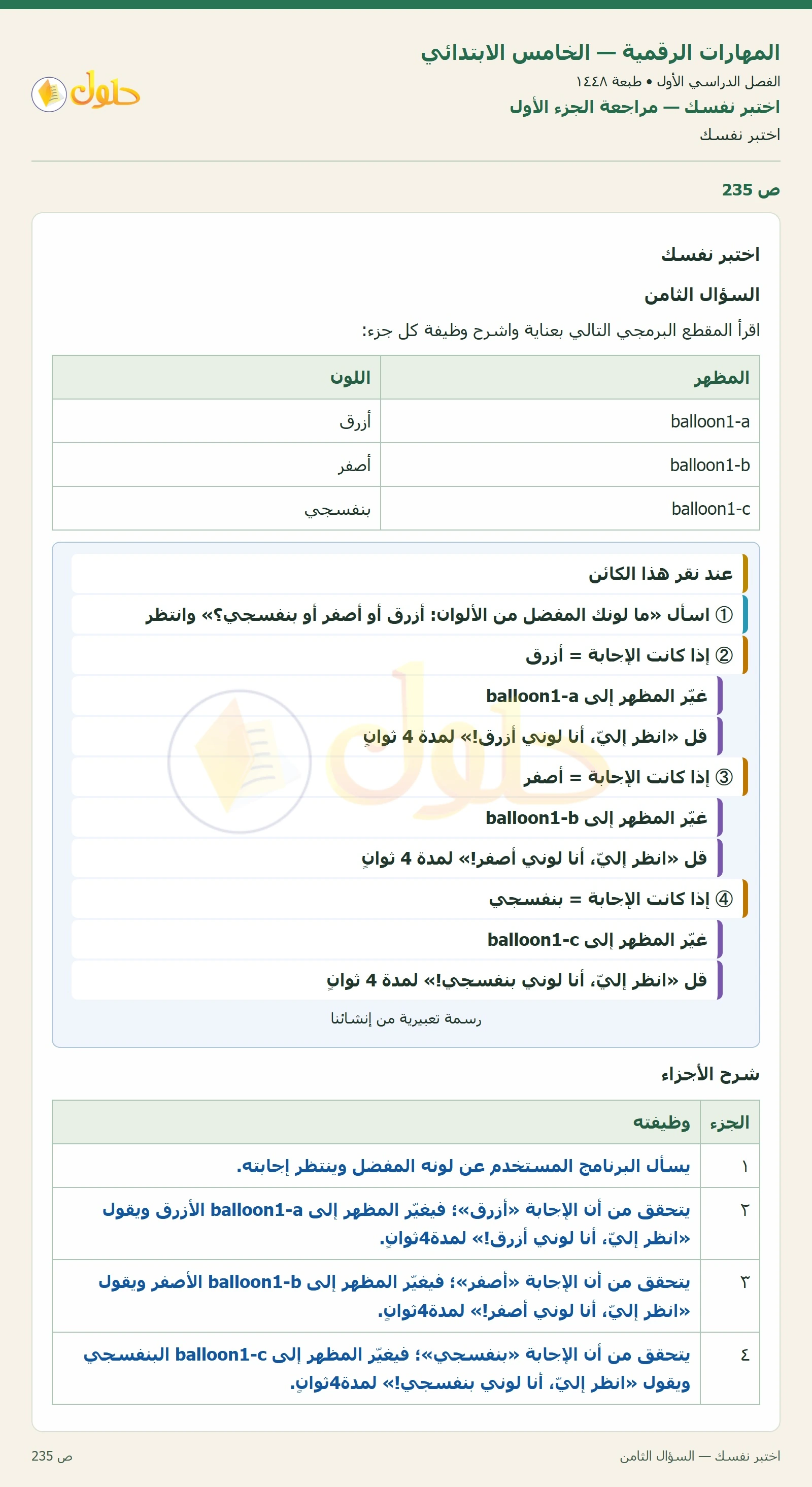 حل نشاط المهارات الرقمية للصف الخامس الابتدائي صفحة 235
