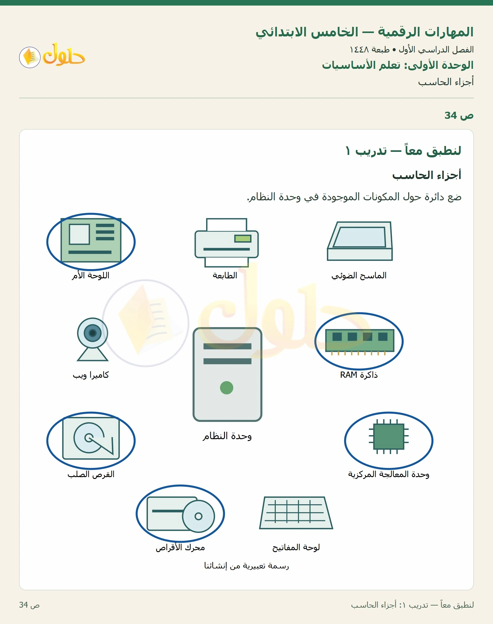 حل نشاط المهارات الرقمية للصف الخامس الابتدائي صفحة 34