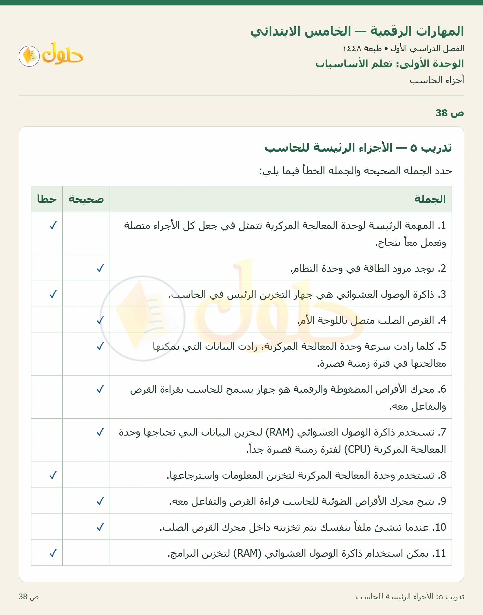 حل نشاط المهارات الرقمية للصف الخامس الابتدائي صفحة 38