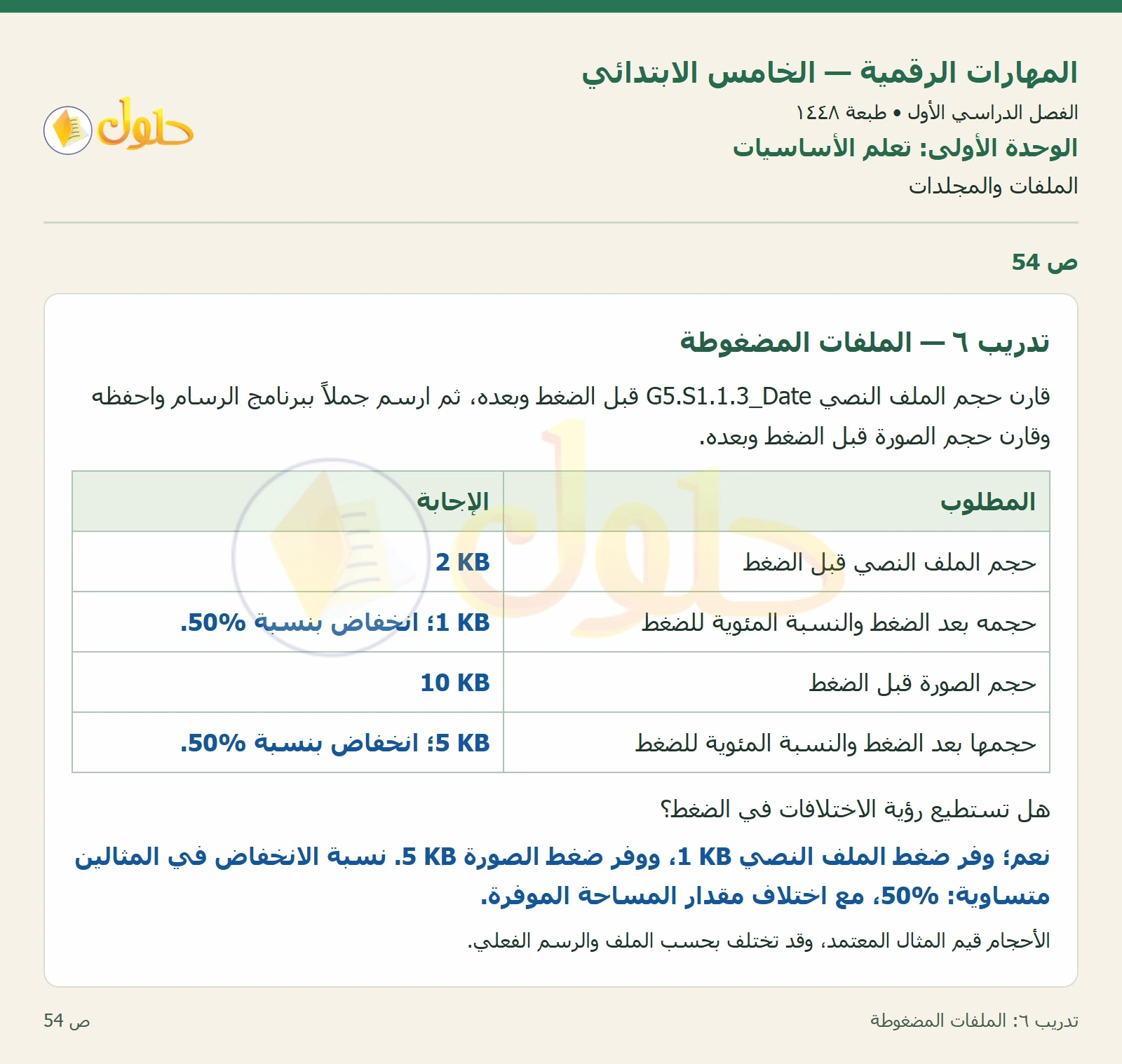 حل نشاط المهارات الرقمية للصف الخامس الابتدائي صفحة 54