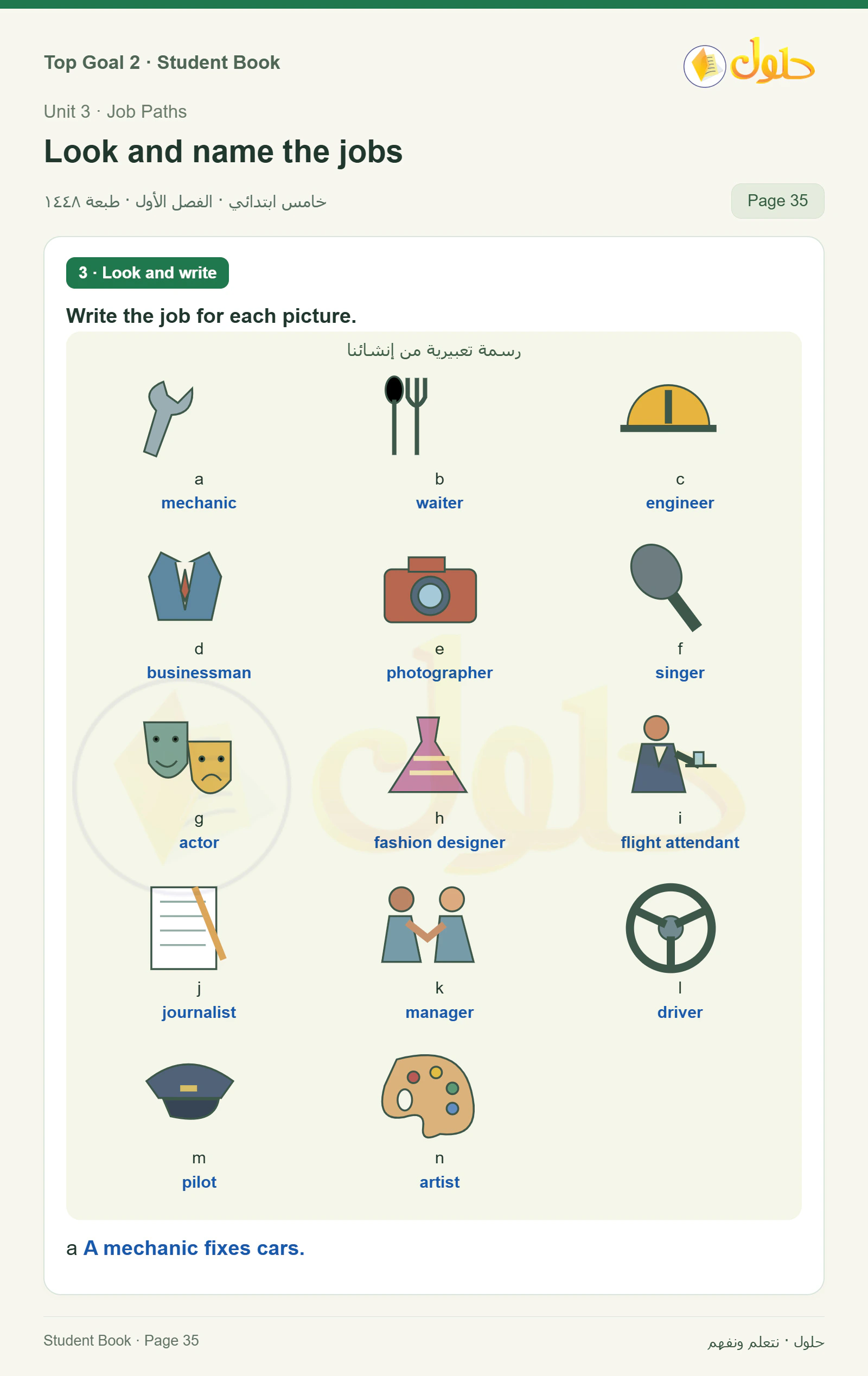 حل اللغة الإنجليزية للصف الخامس الابتدائي صفحة ٣٥ الجزء ١
